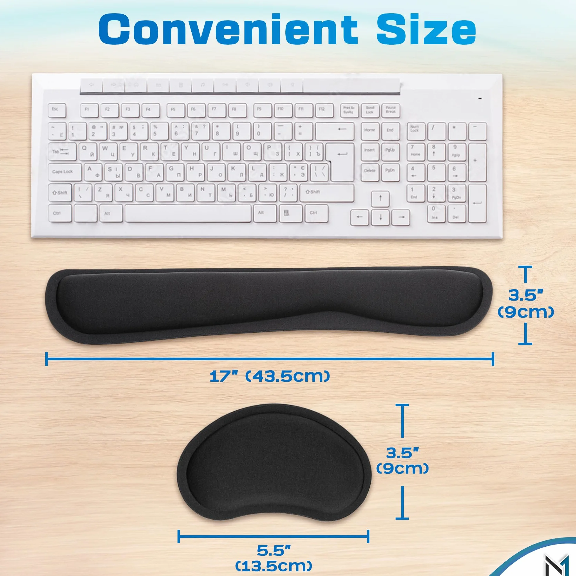 Keyboard Wrist Rest Pad with Mouse Arm Support Black Memory Foam Gel Cushion for Typing Elbow Pain Relief