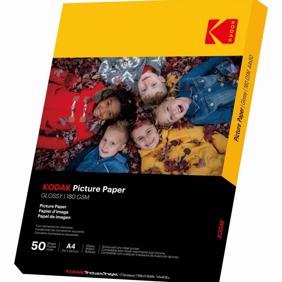 KODAK Błyszczący Papier Fotograficzny A4 180g/m² 50 Arkuszy