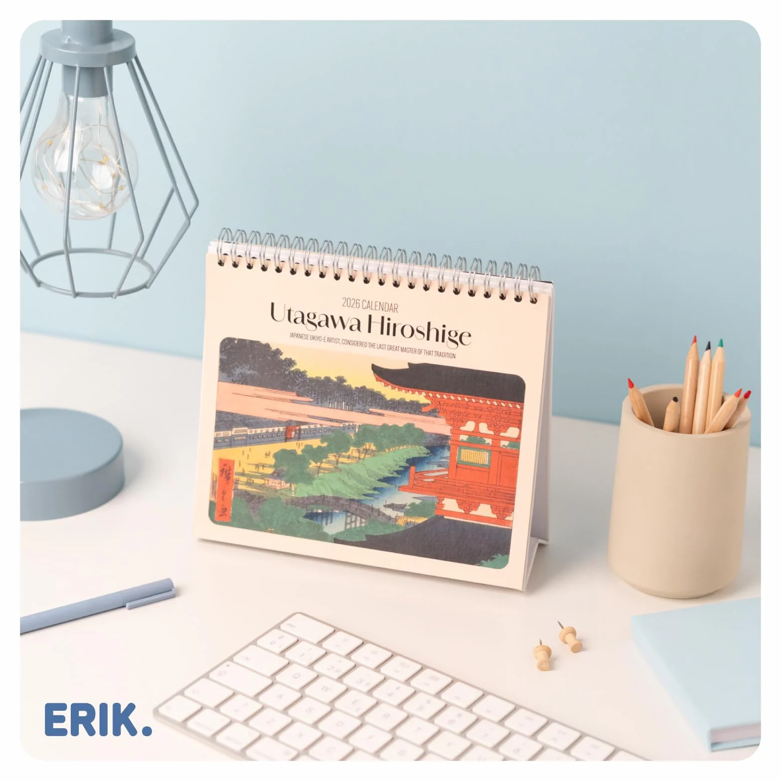 Grupo Erik Desk Calendar 2026 - Hiroshige Calendar 2026 Month To View | Monthly Desk Planner, Desktop Gifts Under 10 Pounds | Japanese Art Gifts For Friends