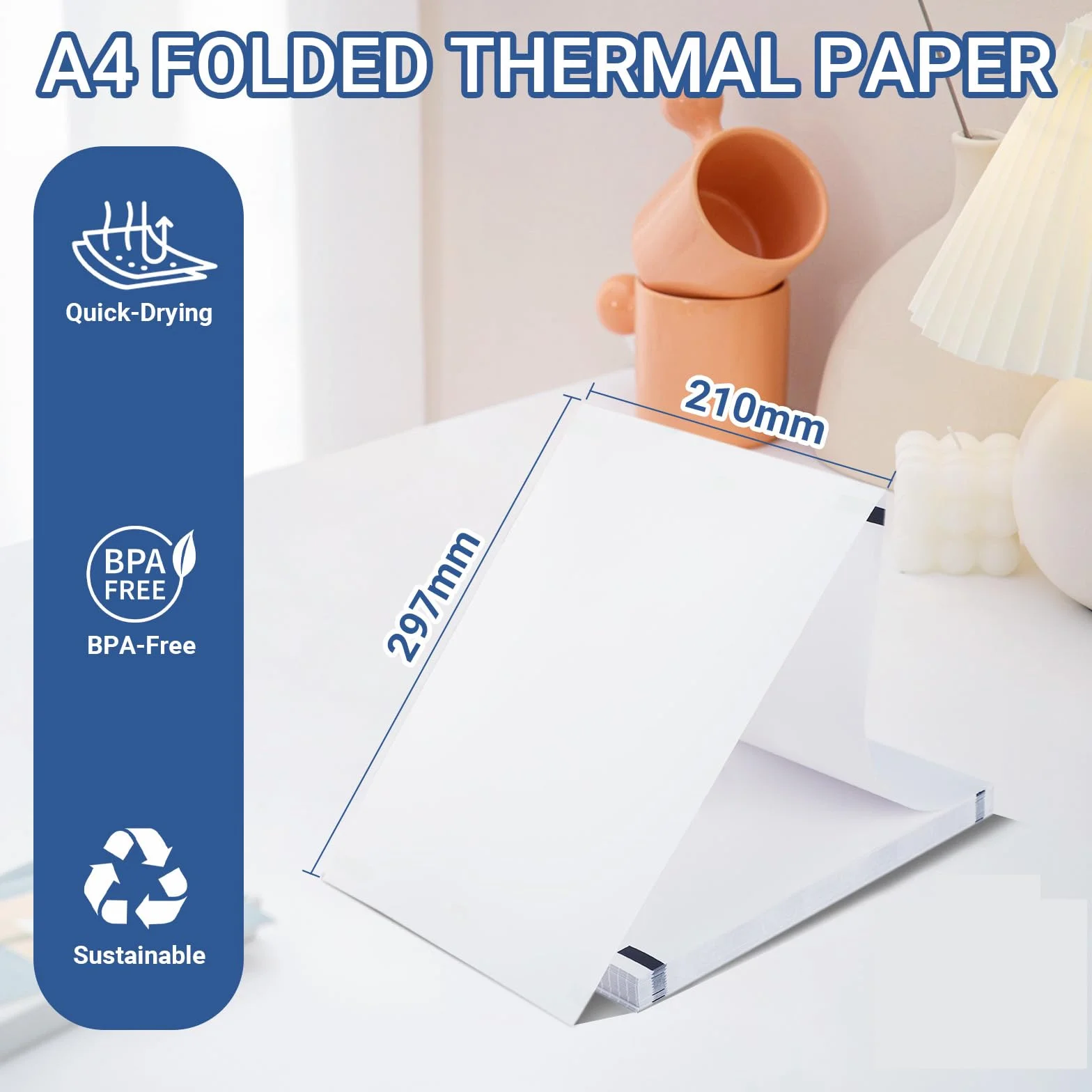 Papier Termiczny A4 Składany 200 Arkuszów 210x297 mm 70g/m² Bez Bisfenolu A