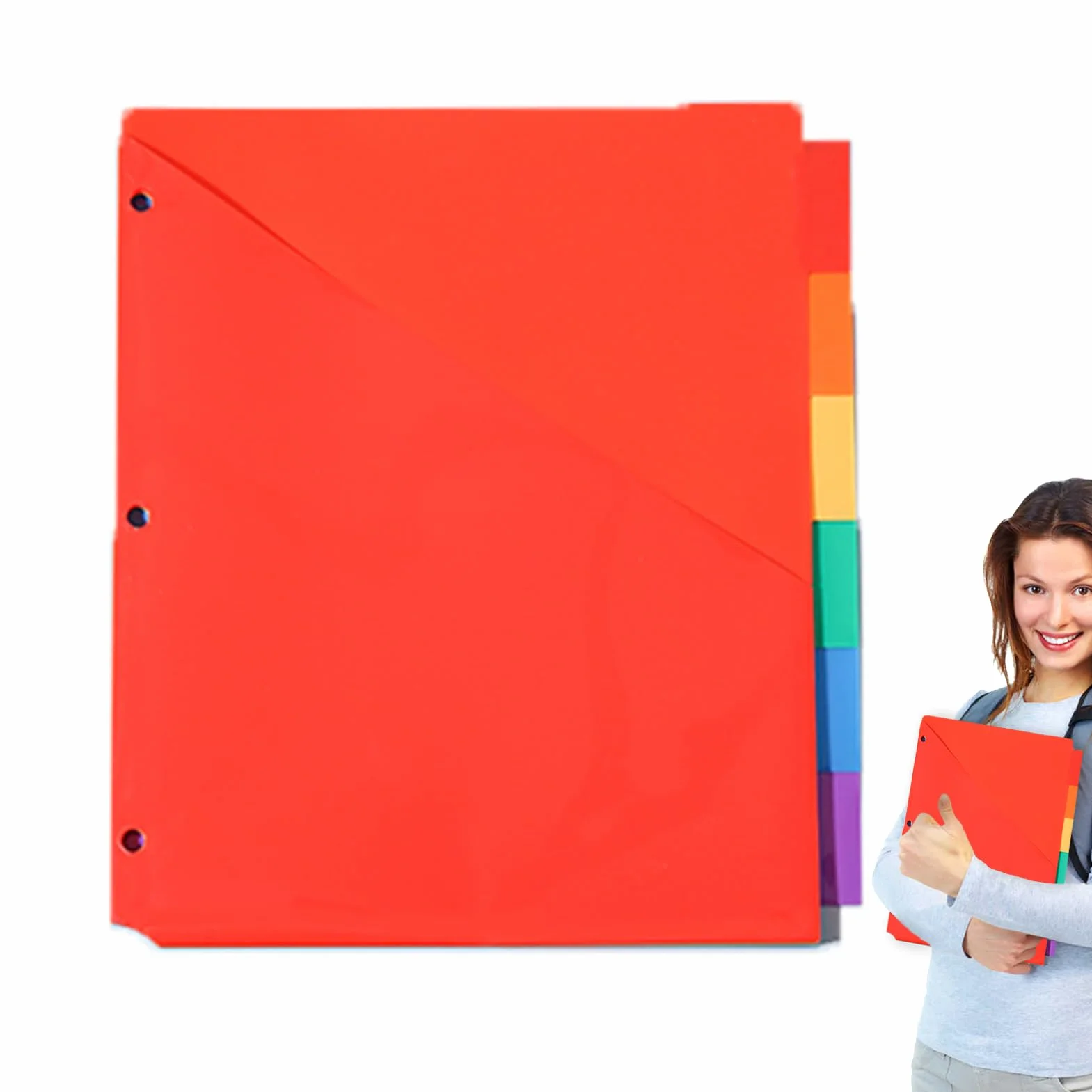 Kolorowe 3-pierścienia wkładki segregatora Rainbow Gruste Pockets Ring Notebook Organizacja