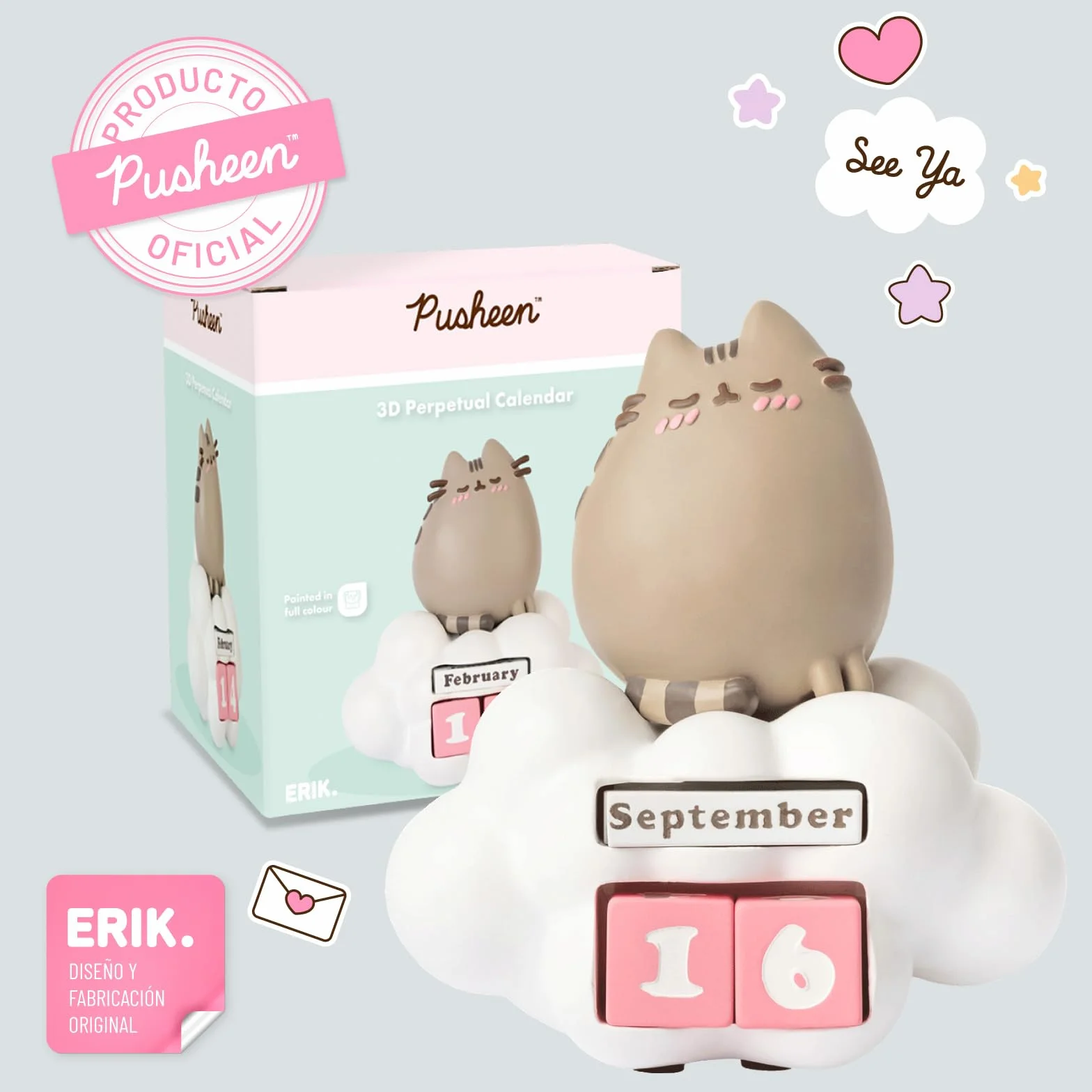 Grupo Erik Pusheen Perpetual Calendar Flip Desk Calendar with Cat Figure