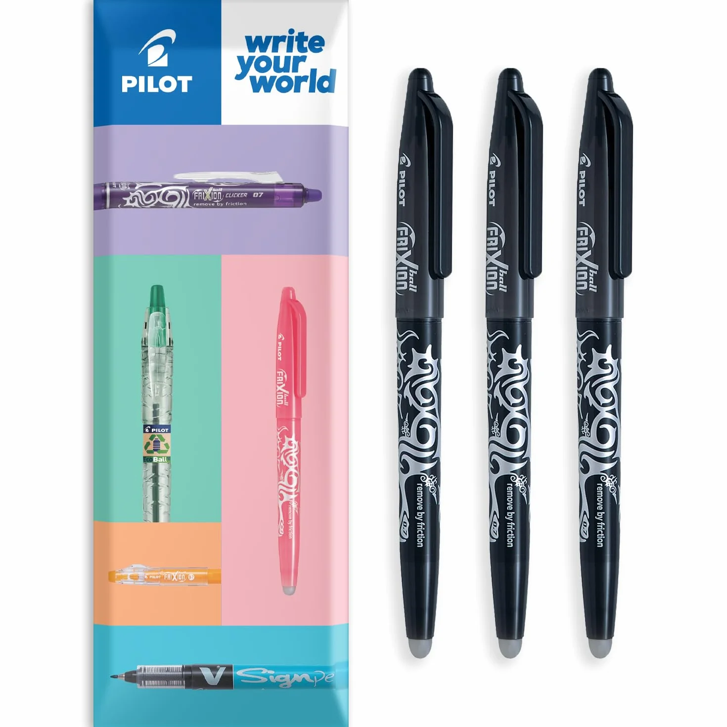 Pilot Frixion FR7 Zestaw 3 długopisów kulkowych 0,7 mm czarne