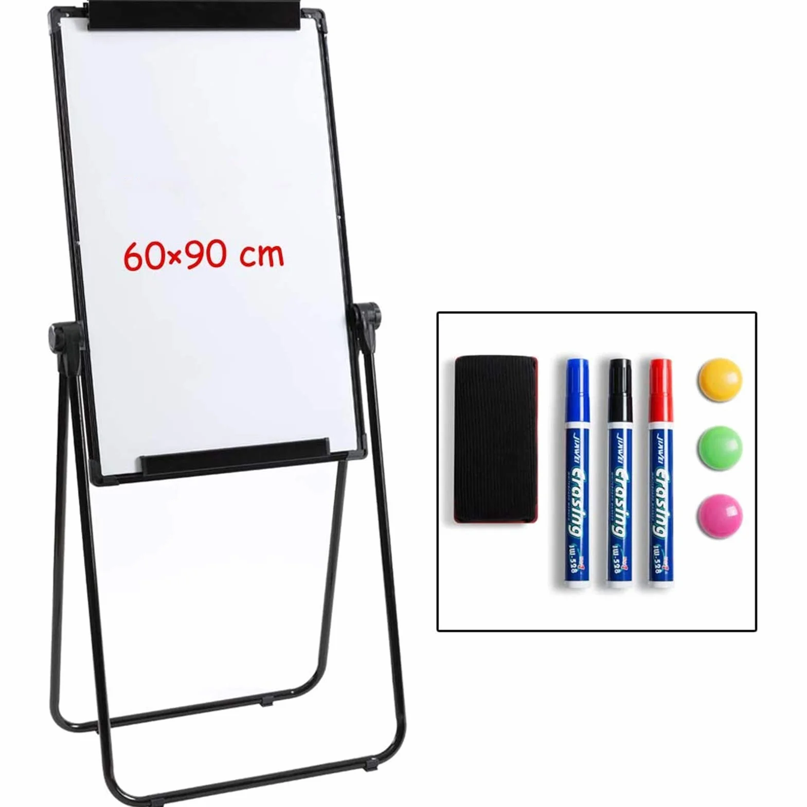 DOEWORKS Magnetyczny stojak w kształcie litery U 90 x 60 cm tablica dwustronna regulowana wysokość