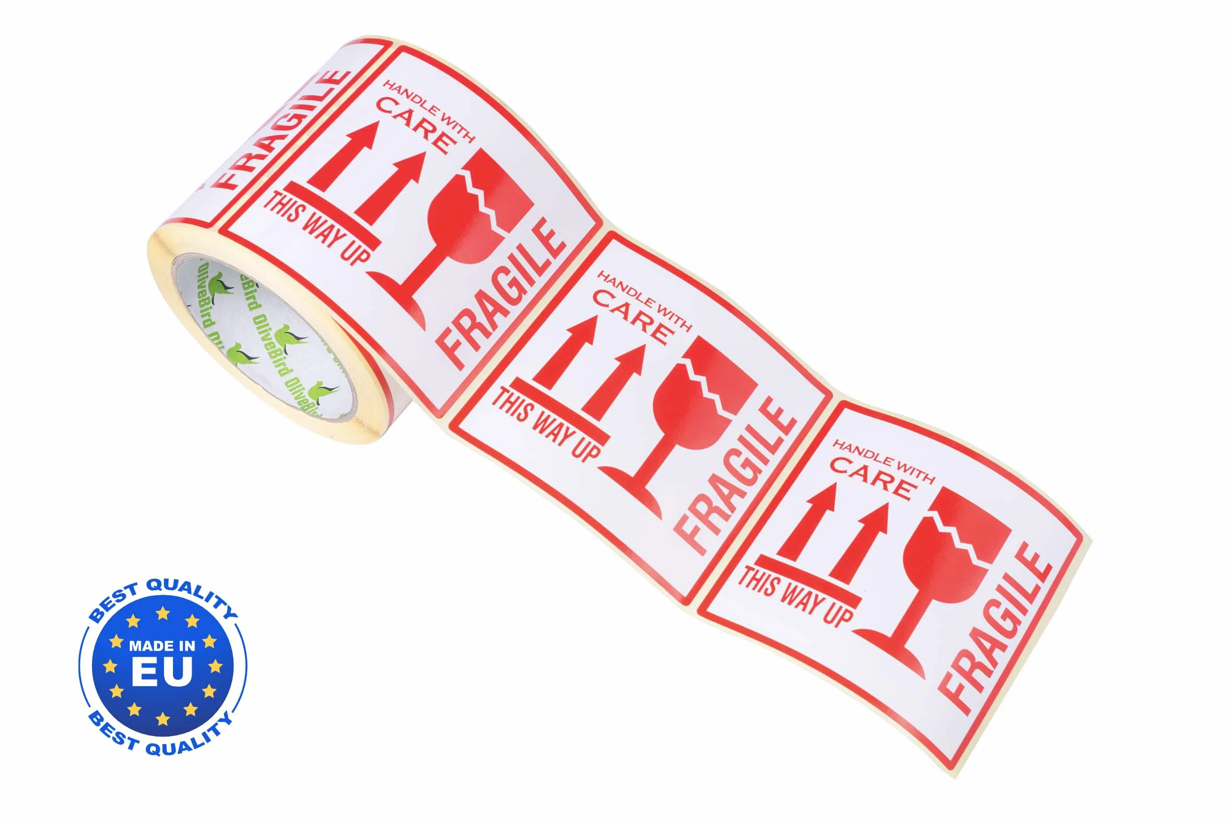 Naklejki Fragile This Way Up Handle With Care 10x10CM 500 sztuk