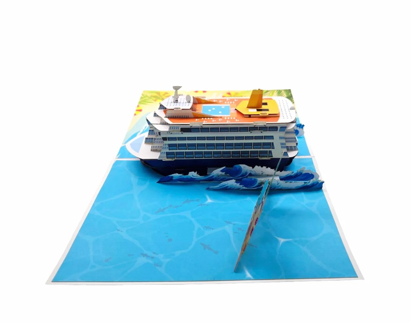 Pop-Up Kartka z życzeniami statek wycieczkowy 3D – kartka wakacyjna z kopertą – ręcznie robiona kartka składana z motywem statku – 30 x 20 x 8 cm – morska karta podarunkowa na podróż, urodziny