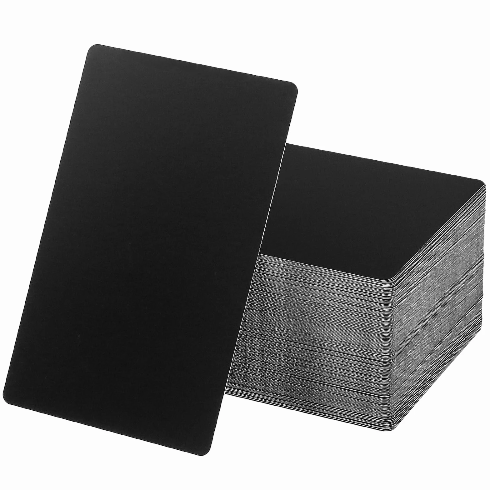 200 sztuk metalowych wizytówek czarnych, 86 x 54 x 0,21 mm, aluminiowe wizytówki, puste wizytówki, grawerowane laserowo, aluminiowe karty do kart VIP i klientów biurowych, kart podarunkowych