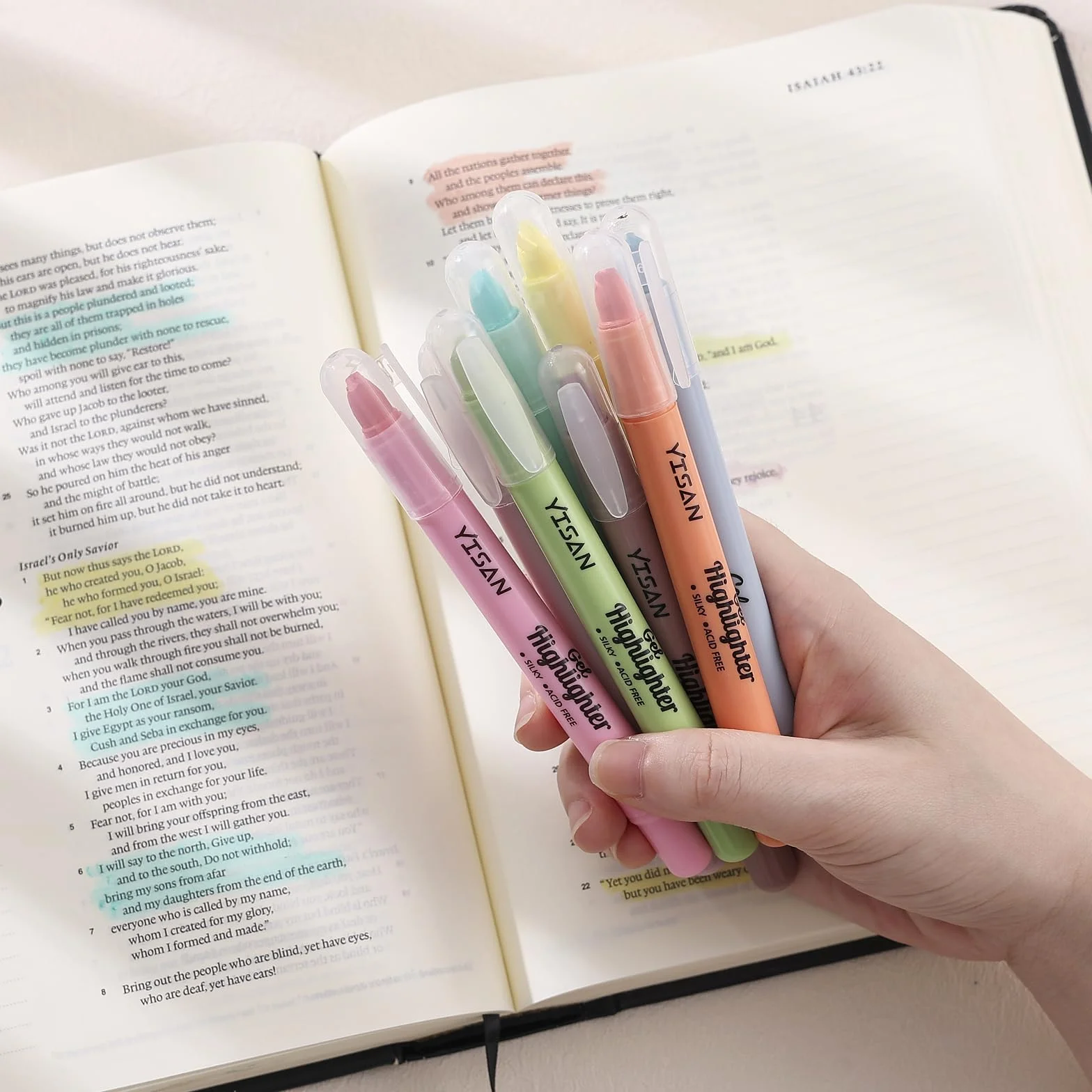 YISAN Zakreślacze do Biblii Pastelowe 8 Kolorów Zestaw Markerów