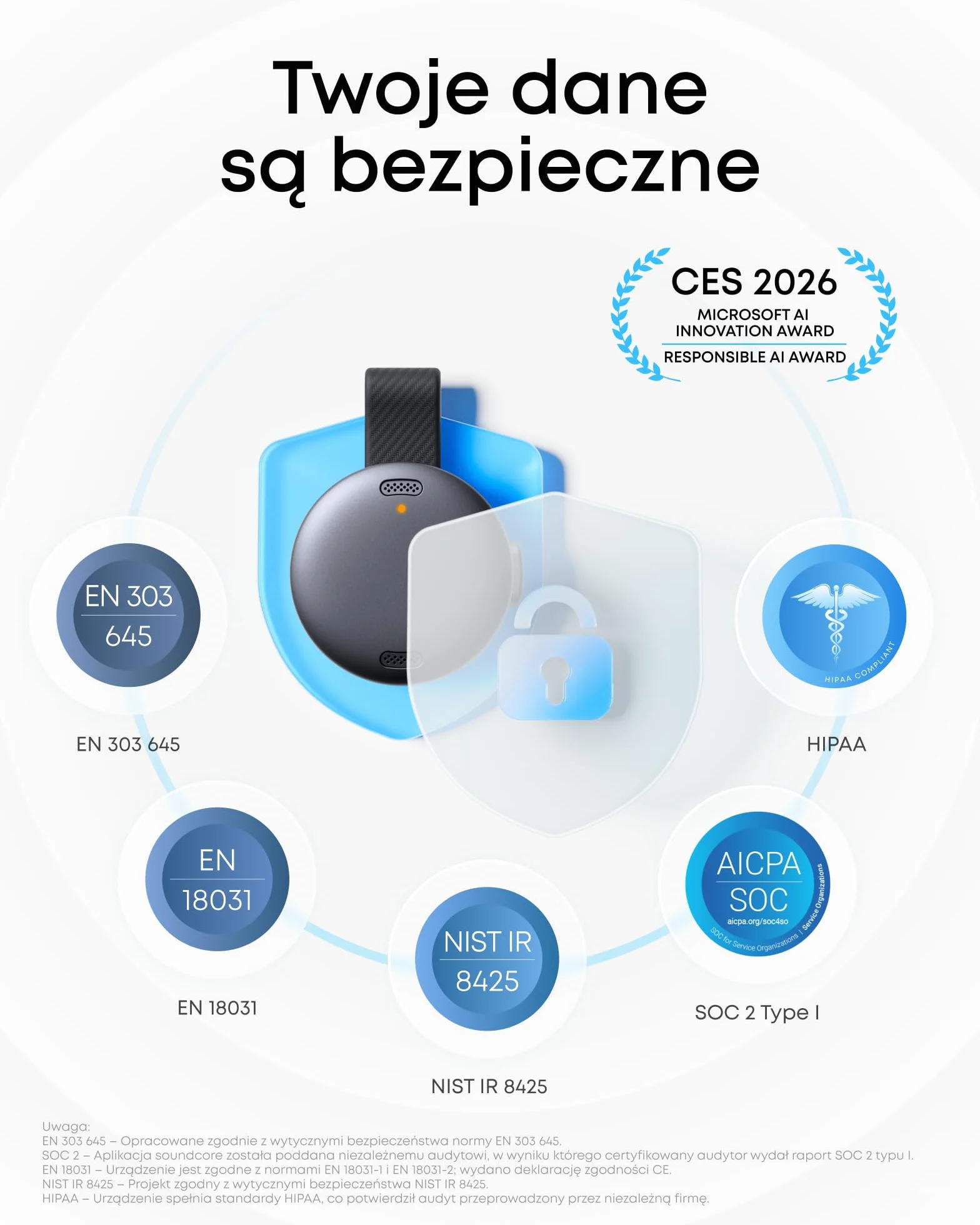 Anker soundcore Work Przenośny dyktafon 64 GB z transkrypcją AI MFi