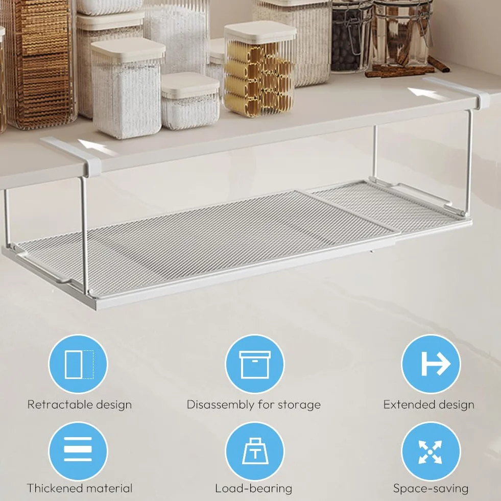 Kosz wiszący metalowy wysuwany 38-70 cm organizer do szafek kuchennych biały
