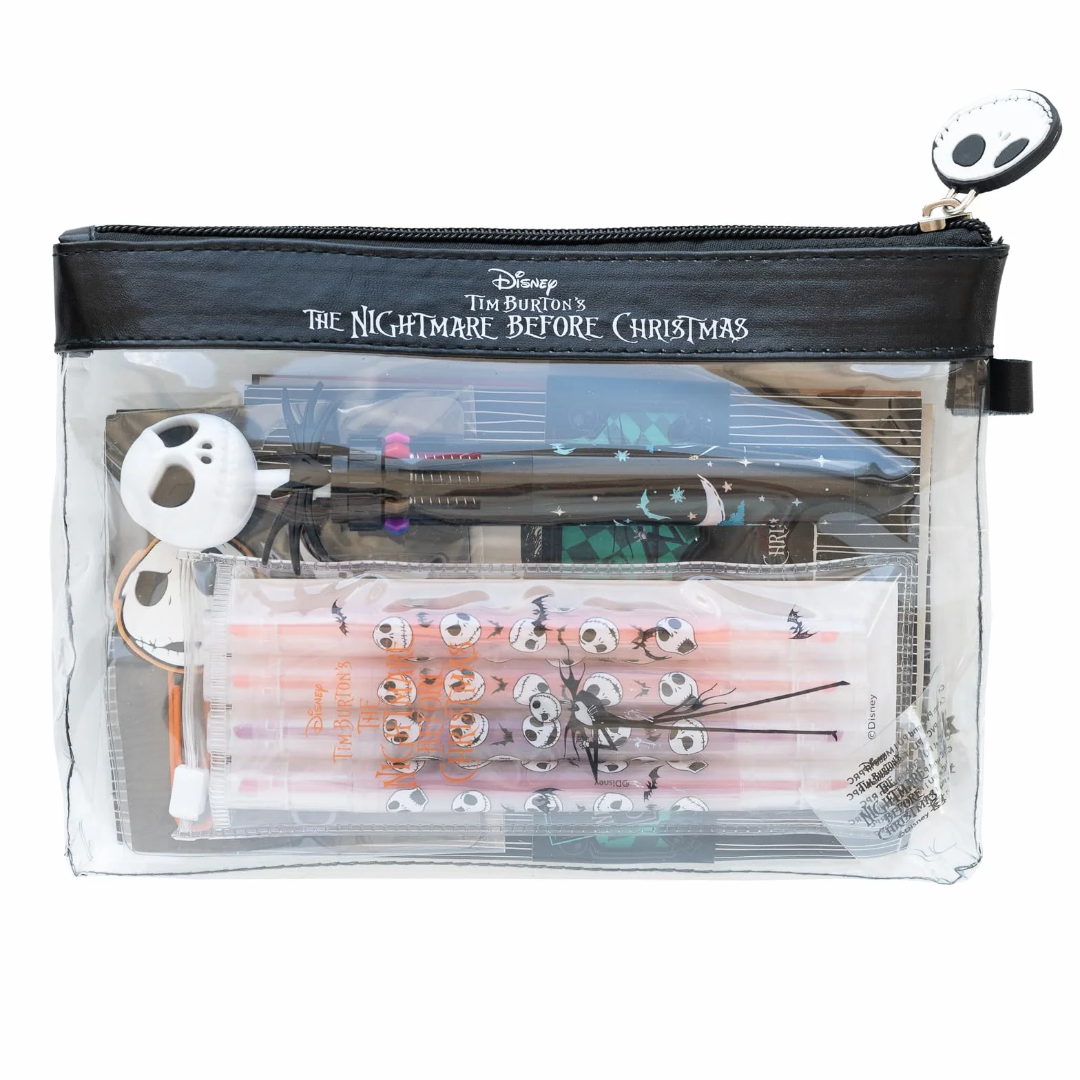 Grupo Erik Disney The Nightmare Before Christmas Stationery Set | Disney Pencil Case With A6 Notebooks, Pen, Highlighter Set, Sticky Notes, Paper Clips