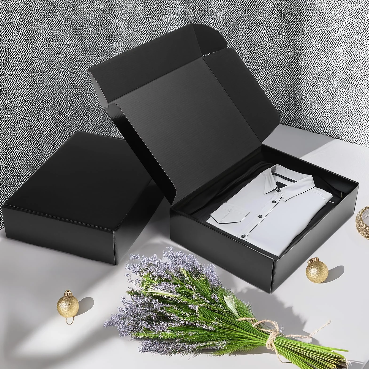 RLAVBL 6 sztuk dwustronnych czarnych kartonów wysyłkowych, wymiary: 30,5 x 22,9 x 7,7 cm, łatwy montaż, idealne dla małych firm