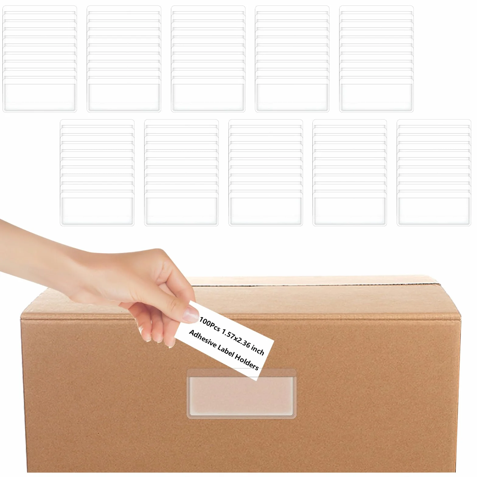 100 sztuk torebek na wizytówki, samoprzylepne, wodoodporne, 4 x 6 cm, samoprzylepne etui na wizytówki, przezroczyste uchwyty na etykiety do szafki na akta, biblioteki szkolnej