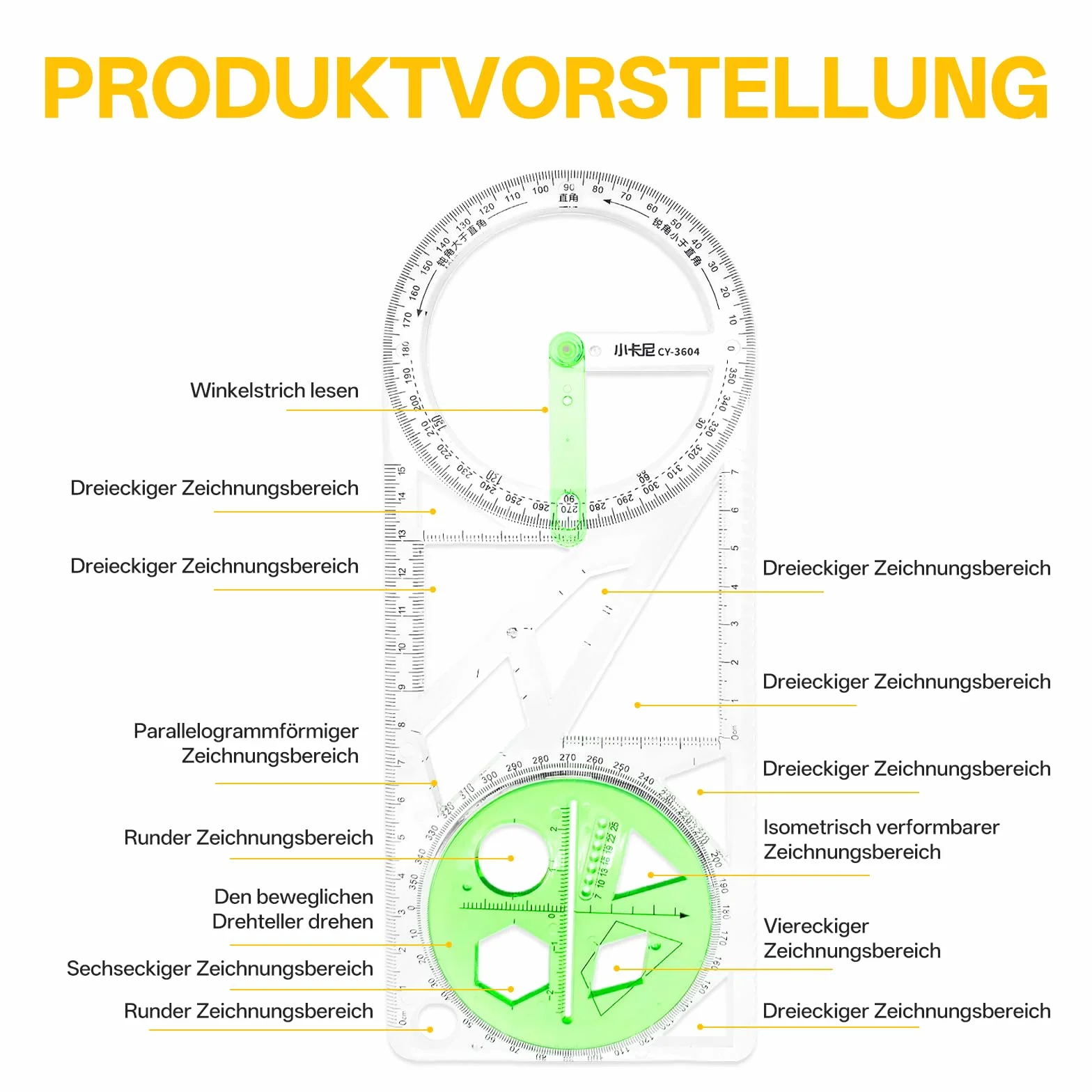 Zestaw geometryczny – linijka do geometrii + mała linijka trójkątna z uchwytem, przybory kreślarskie umożliwia rysowanie okręgów, trójkątów i łuków, do pomiarów, modelowania i projektowania