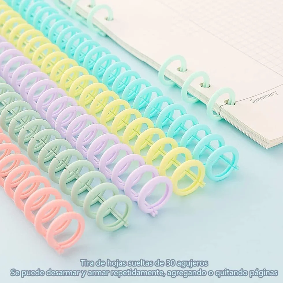 10 sztuk 30 otworów Plastikowe Foldery z luźnymi arkuszami Pierścień wiążący kolce Grzebienie 85 arkuszy Pojemność DIY Papier Notebook Album Biuro Materiał szkolny (Kolor)