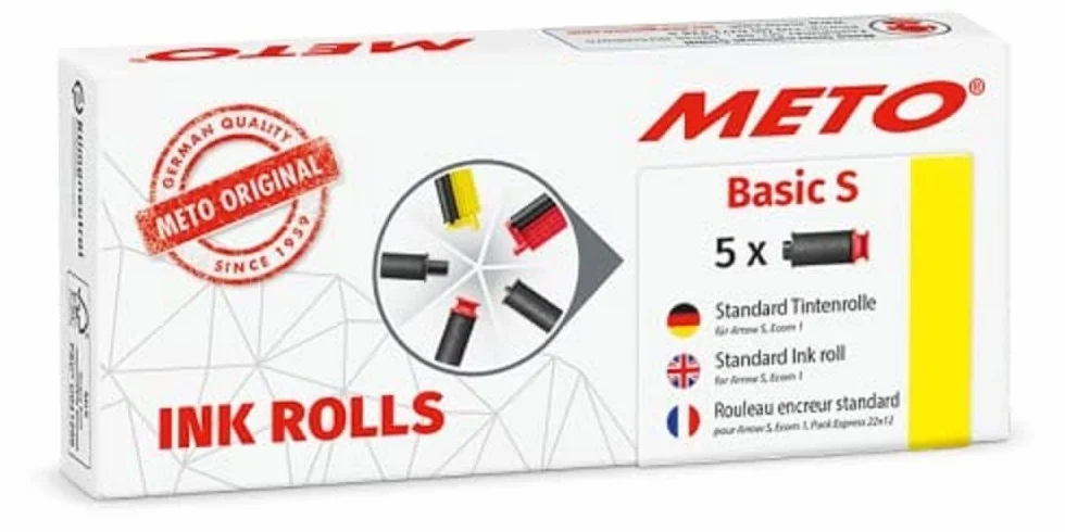 Meto Oryginalne rolki atramentowe Arrow S 1-liniowy 8-cyfrowe etykiet 22 x 12 mm 5 sztuk czarne