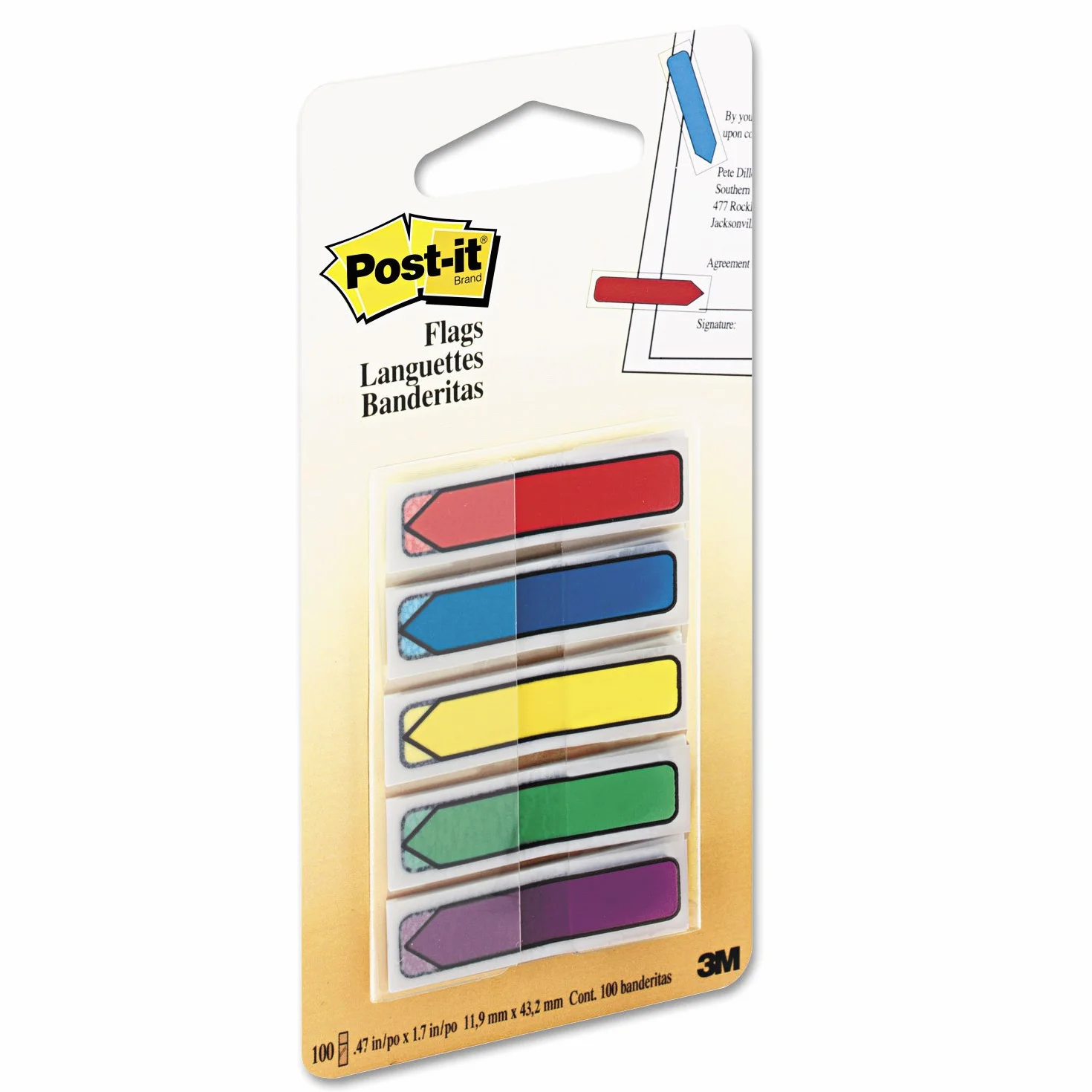 Post-it 684ARR1 samoprzylepne strzałki, 11,9 x 43,2 mm, 5 x 20 pasków, mieszane kolory