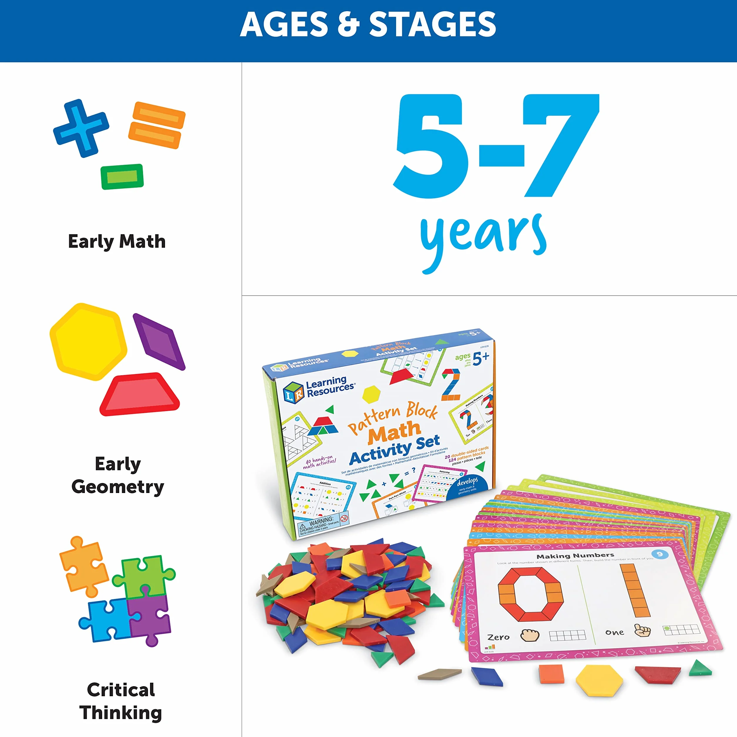 Learning Resources Wzór Blok Matematyka Aktywnosc 144-Kawalki Zestaw