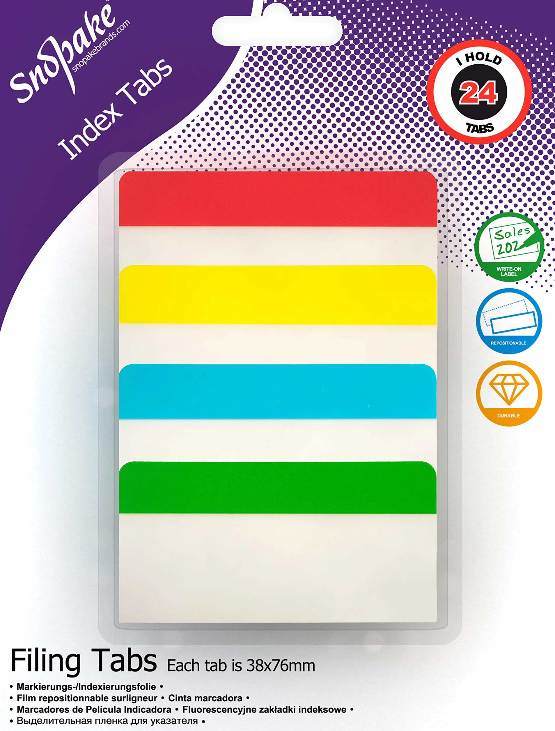 Snopake Zakładki Indeksowe 38 x 76 mm 24 sztuki Półprzezroczyste