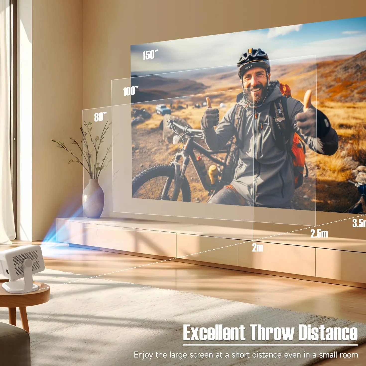 Magcubic Mini Smart Beamer 4K 1080p przenośny projektor WiFi 6 Bluetooth 5.4 autofokus HY350 12 W obracany 180° Biały
