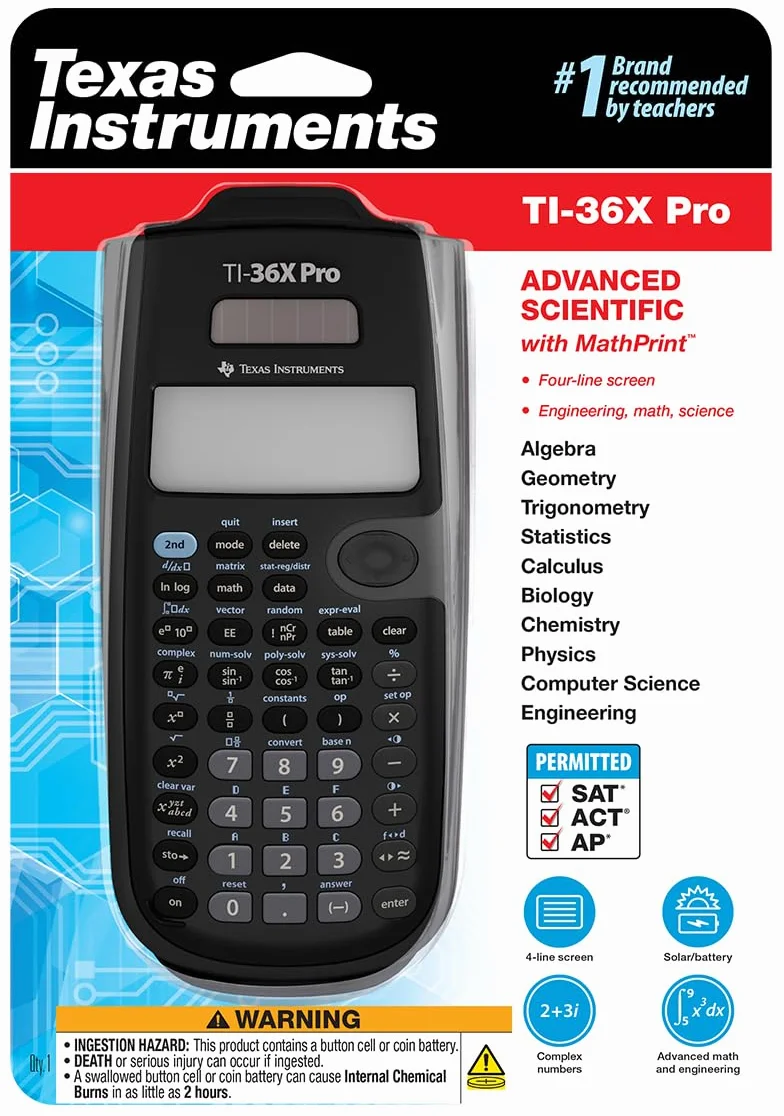 Texas Instruments TI-36X Pro kalkulator szkolny 4-liniowy czarny