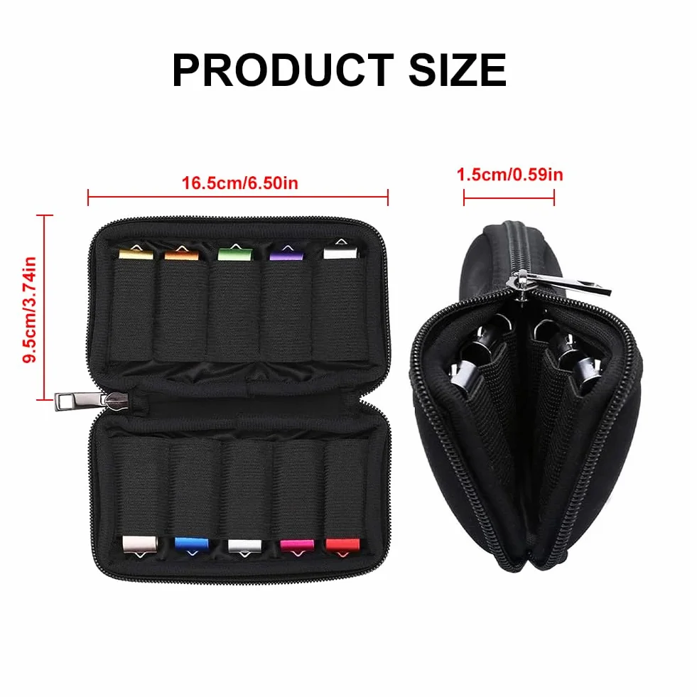 Kieszenie do przechowywania pamięci USB, mały organizer, czarne pudełko do przechowywania, 10 sztuk pamięci USB / Flash Drive, 1 sztuka