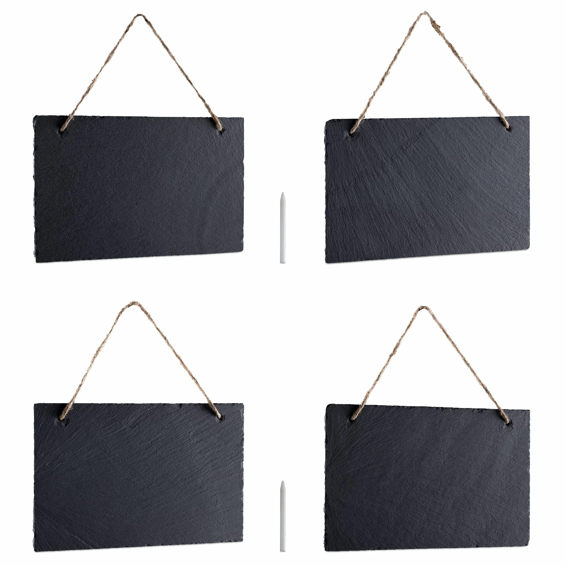 Navaris 4 x łupkowa tablica do pisania kredą do zawieszenia – 2 x kreda – 25 x 15 cm tablica łupkowa – tablica do opisywania – tablica na notatki