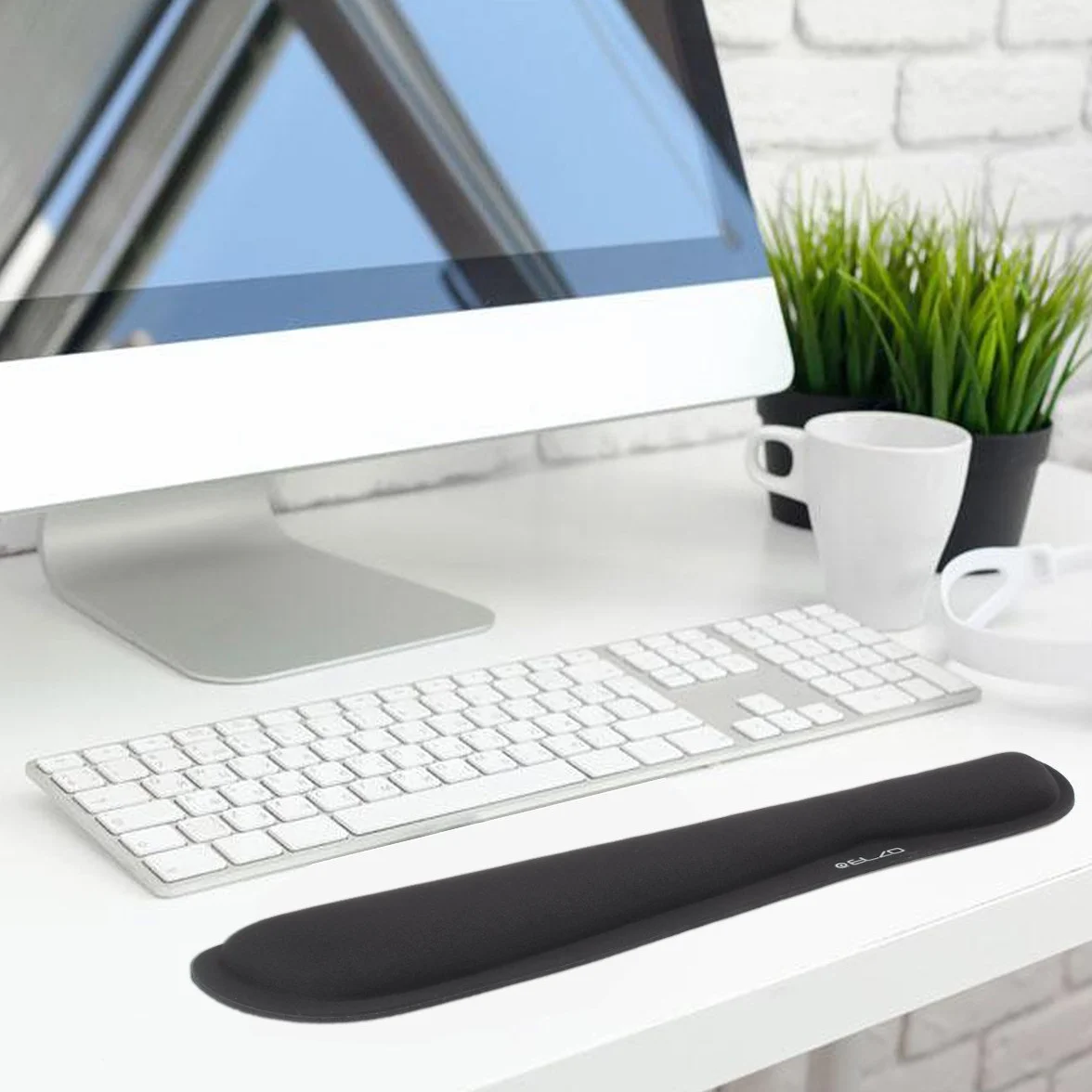 ELZO Podpórka pod nadgarstek z wygodną wyściółką z pianki pamięciowej, antypoślizgowa gumowa podstawą i ergonomiczną konstrukcją, do komputera PC, laptopa Mac