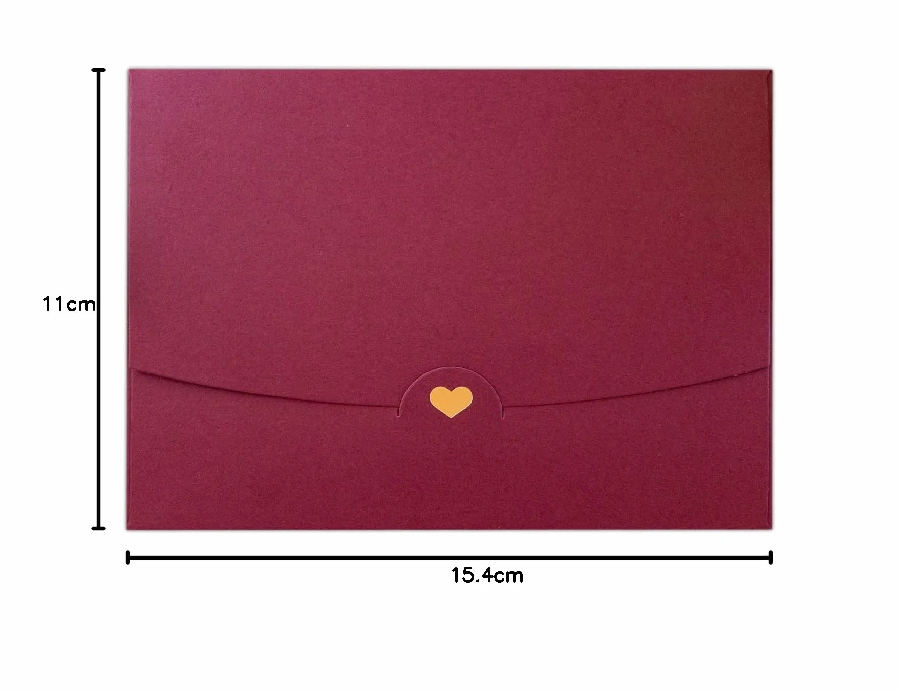 3 koperty DIN A6 ciemnoczerwone ze złotym sercem - bez okienka 15,4 cm x 11 cm