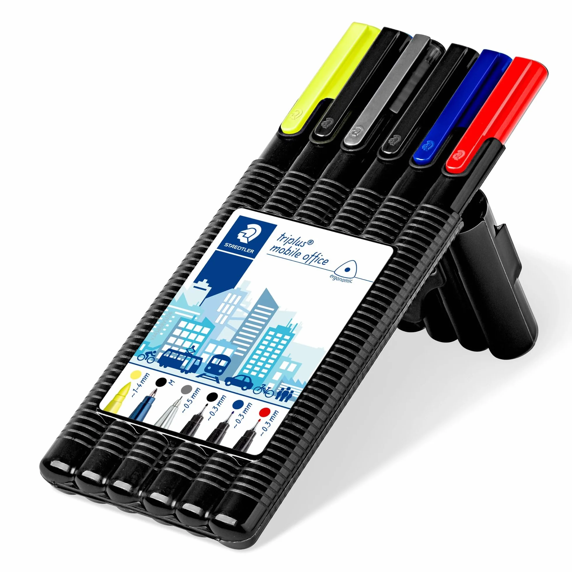 Staedtler Triplus Black Box 34 SB6B ST Zestaw Przyrządów Piśmienniczych, Czarny, 6 Sztuk