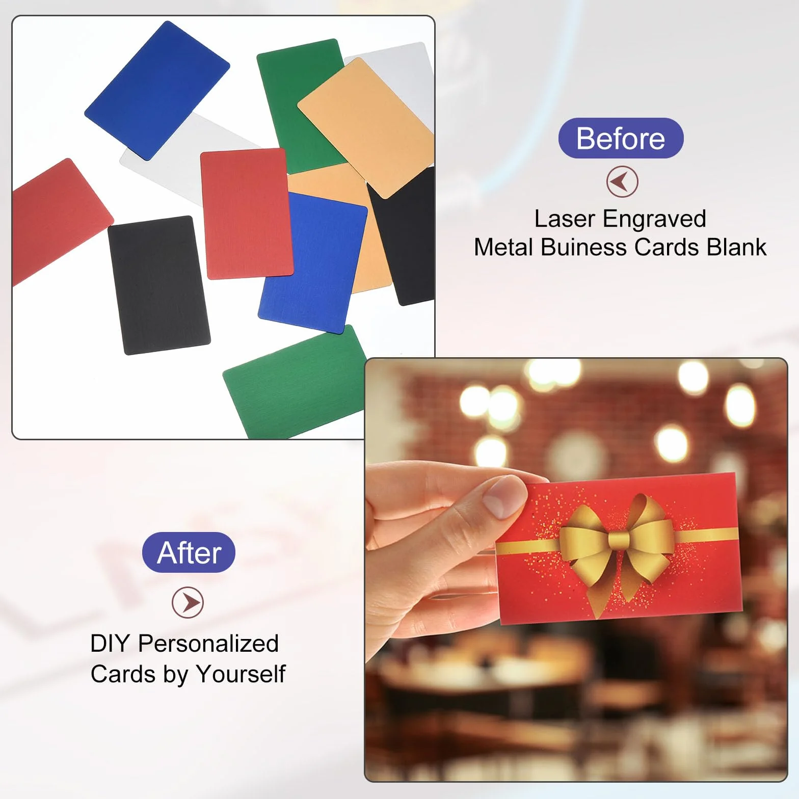 PATIKIL 30 sztuk metalowych wizytówek Anodowane aluminiowe blanki 0,8 mm grubości Karty z imieniem i nazwiskiem 8,6x5,3 cm Laserowo grawerowane karty z imieniem i nazwiskiem do personalizacji DIY