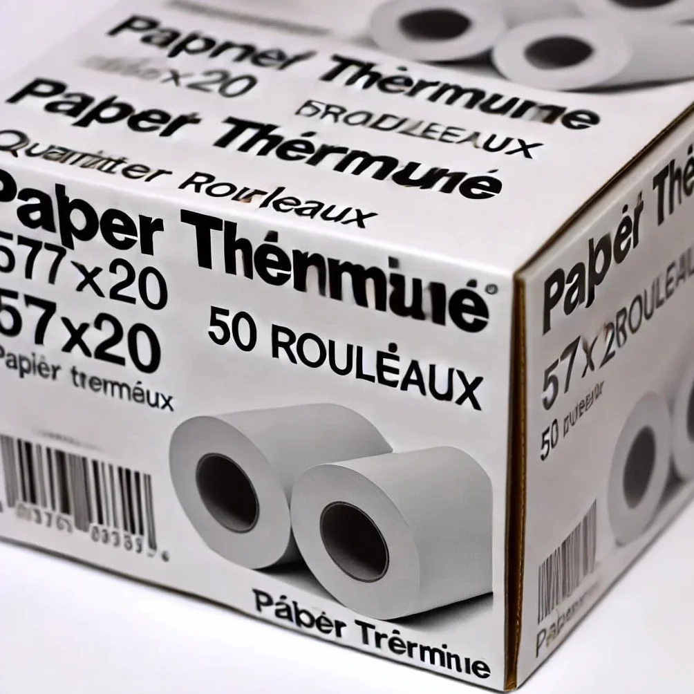 Termiczne rolki papieru 57 mm x 20 m, zestaw 50 sztuk