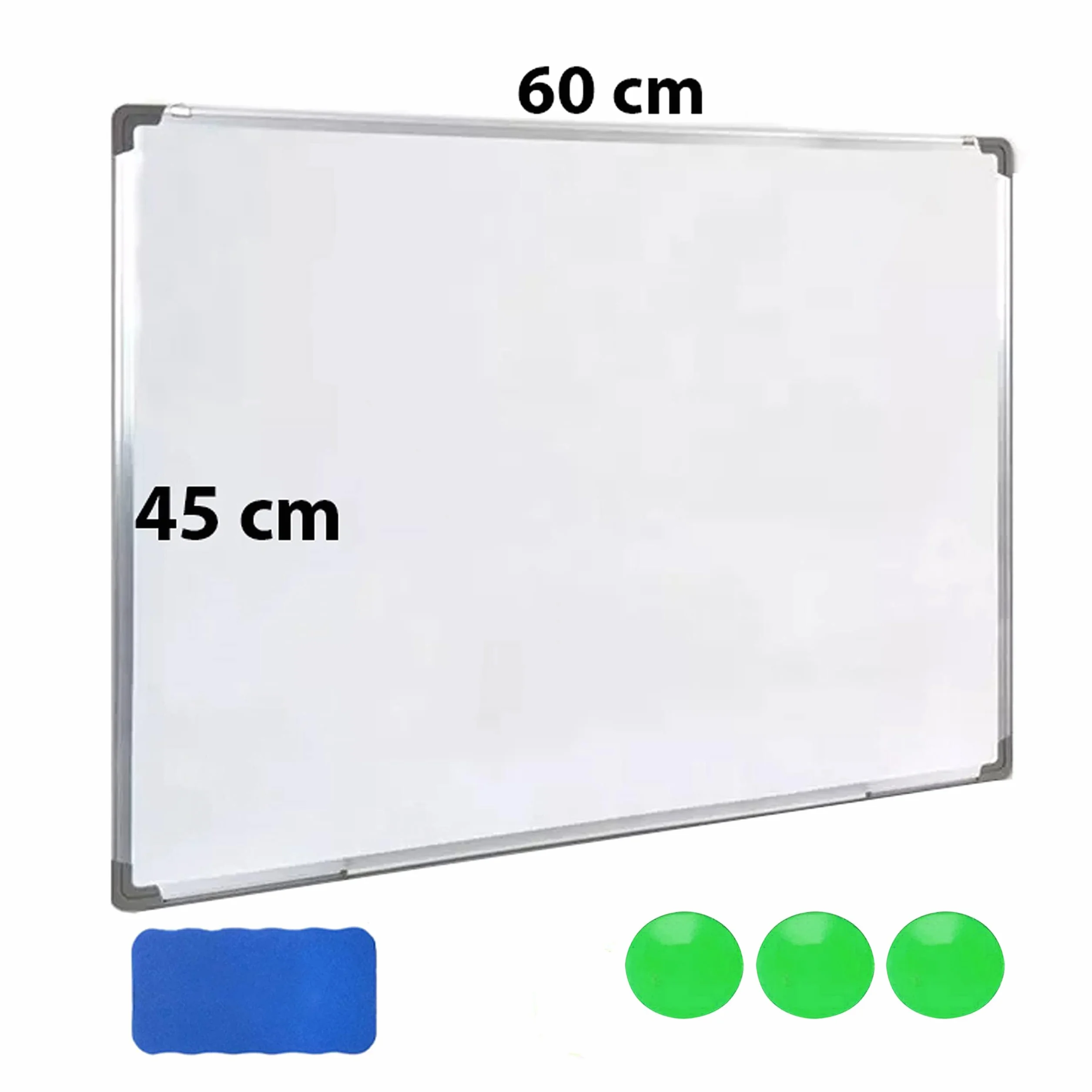 Retoo Magnetyczna tablica suchościeralna, 60 x 45cm, gąbka i do montażu na ścianie z możliwością pisania sucha zmywalna tablica z półką na długopisy i listwami aluminiowymi biała