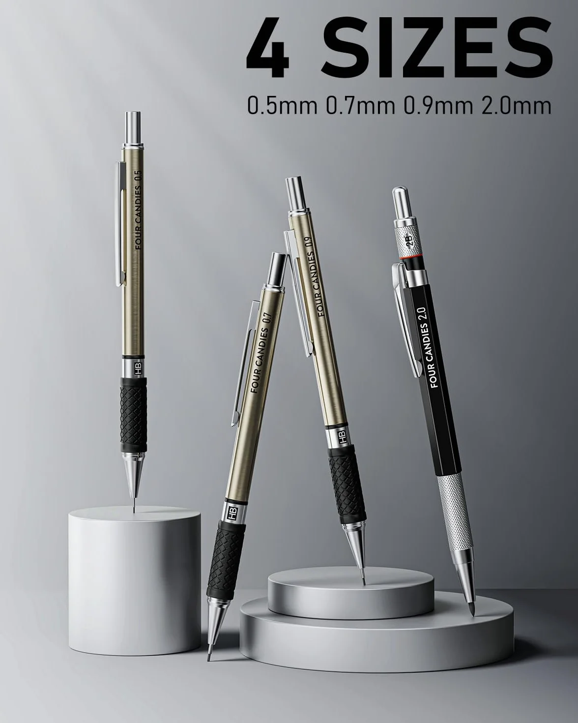 Ensemble de 25 porte-mines artistiques métal 0,5 0,7 0,9 mm avec 432 recharges graphite