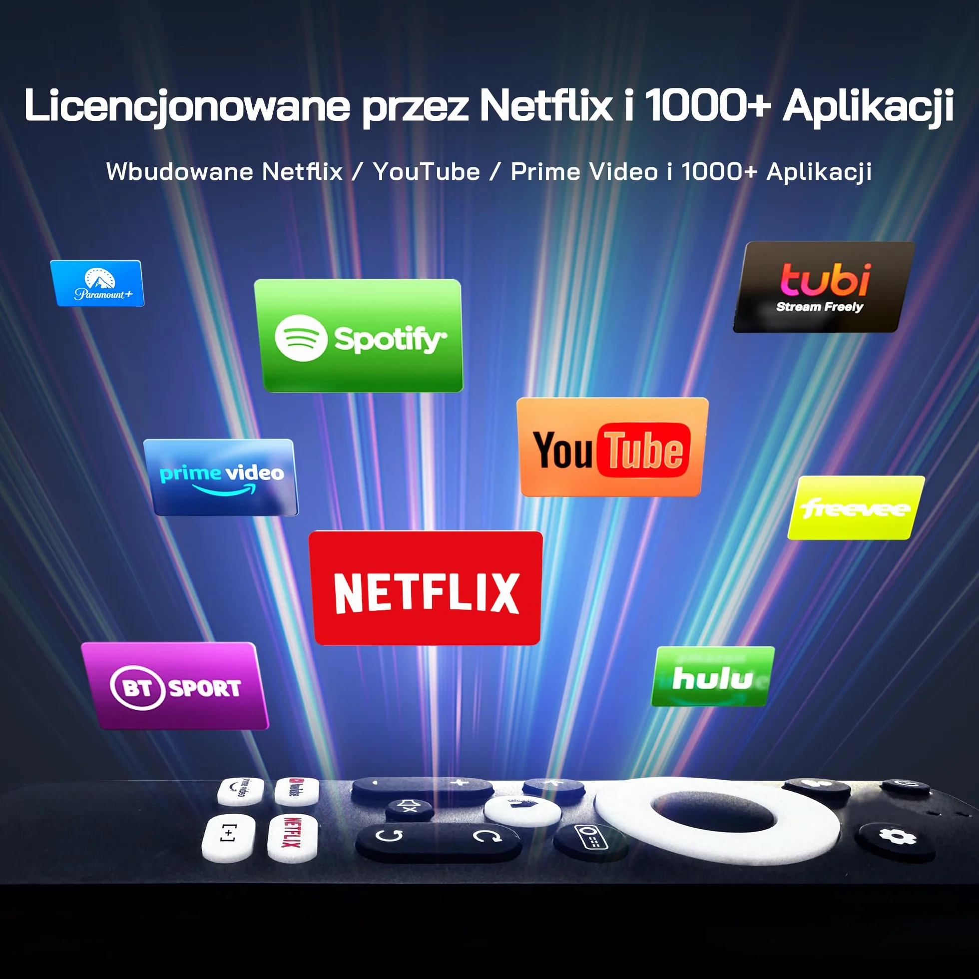 WOLFANG 28000 Lumenów 4K Mini Projektor【Oficjalny Netflix & Autofokus/Korekcja Trapezu】, Przenośny Projektor 5G WiFi z Bluetooth 5.2, Projektor Kina Domowego ze Stojakiem 180° do Ekranu 300''