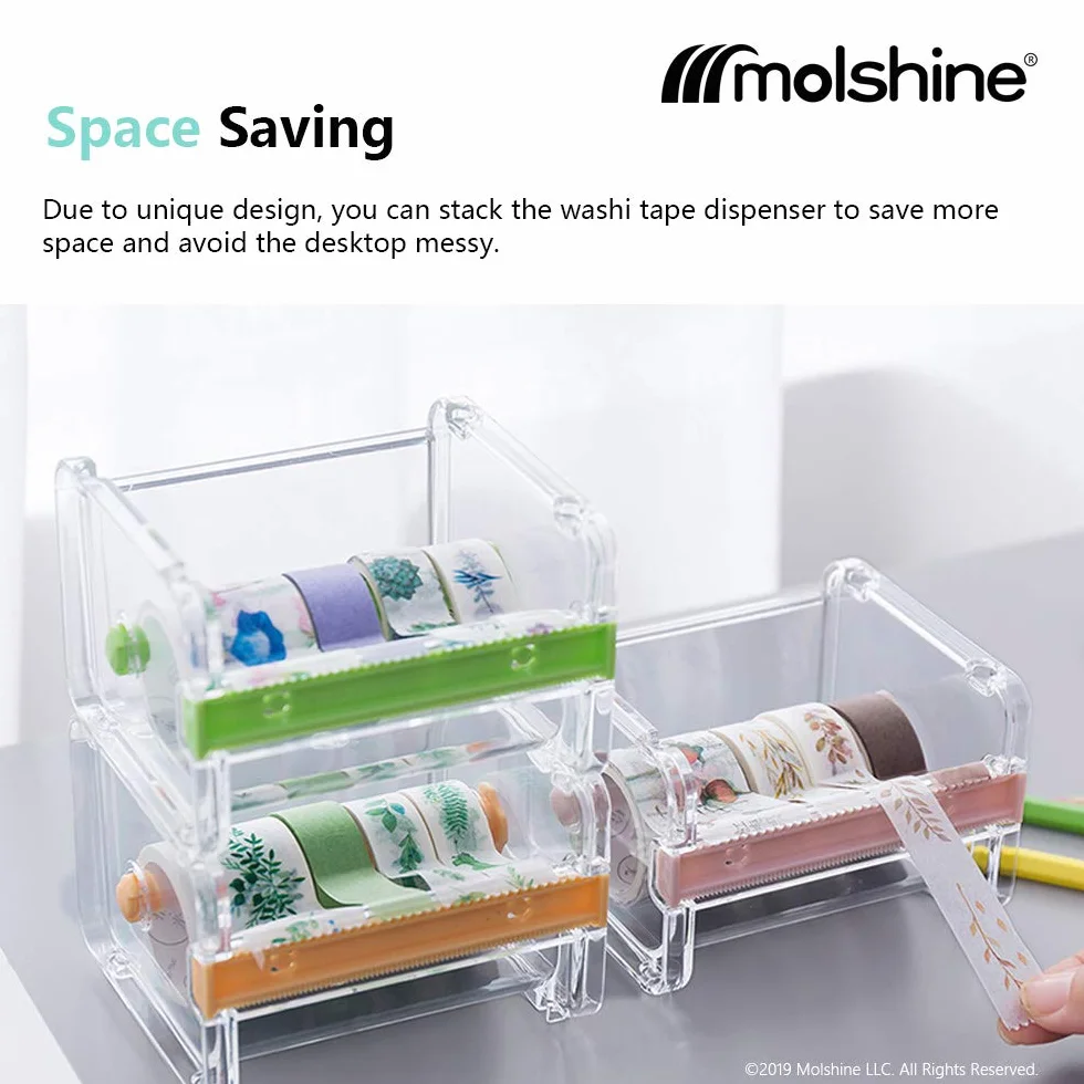 Molshine Zestaw 4 przezroczystych dozowników taśmy maskującej Visible Desktop Multi Washi (beżowa)