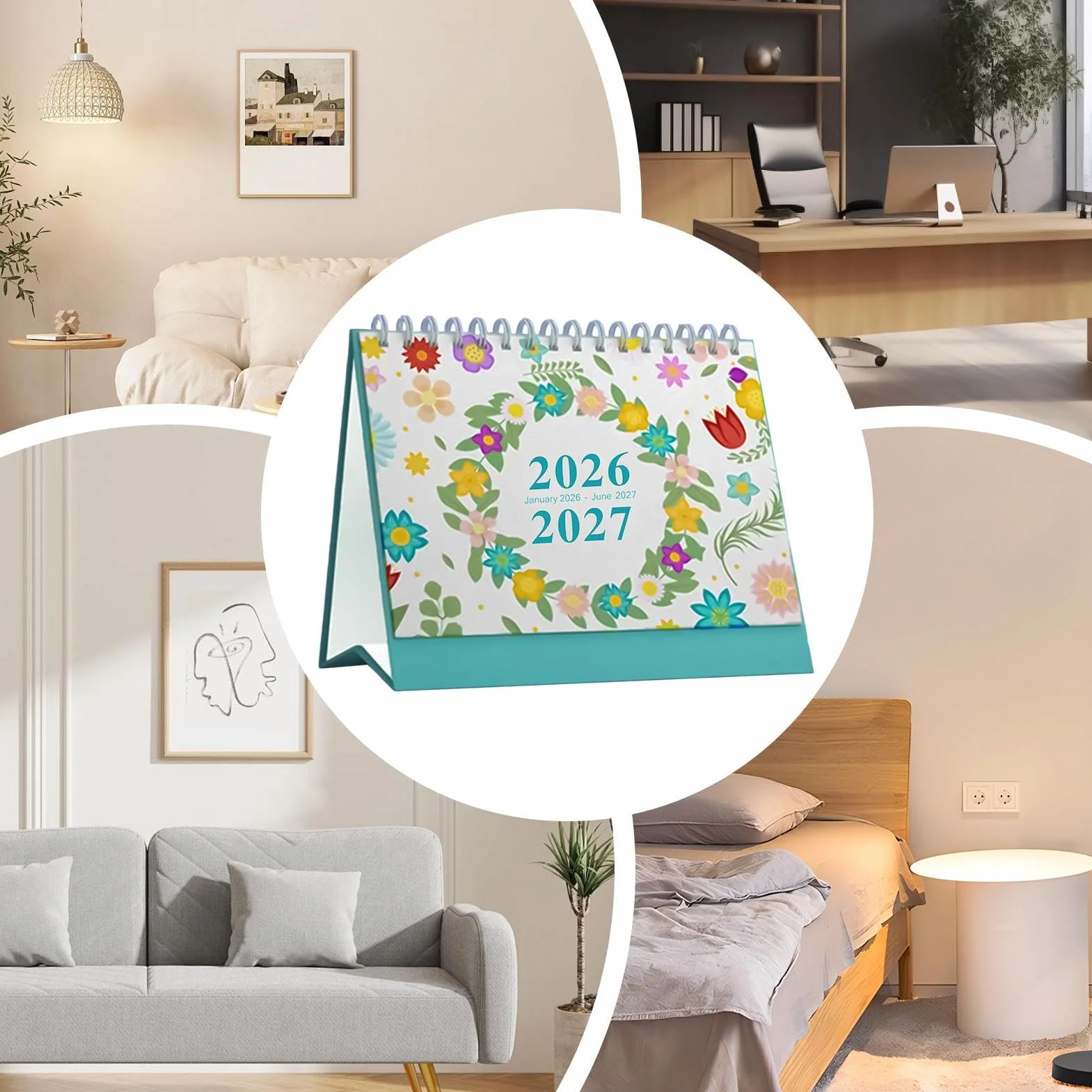 Monthly Planner 2026 Desk Calendar Paper Metal Construction Weekly Daily Notes Compact Appointment Organizer Home Office Classroom