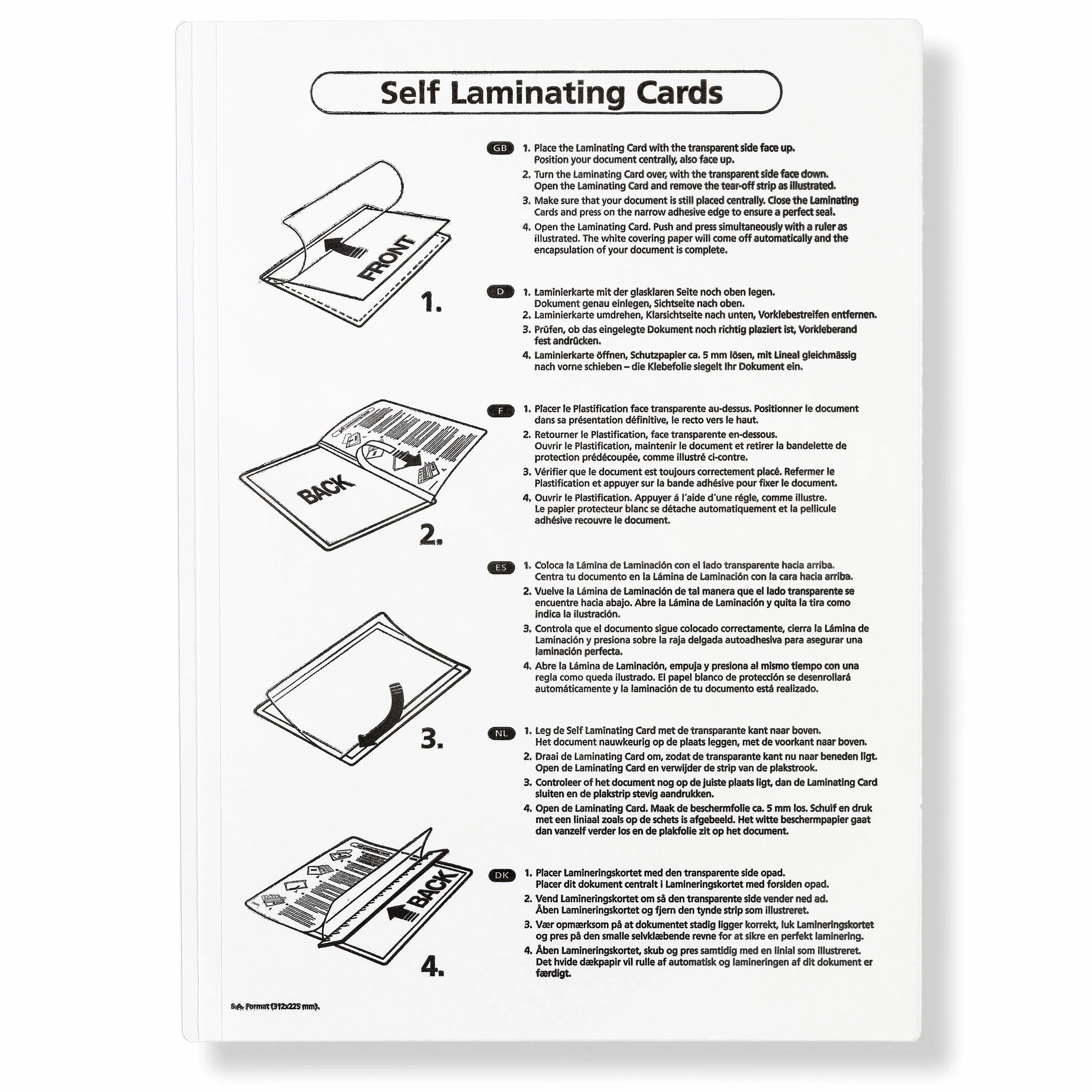 Folie samoprzylepne do laminowania na zimno z PET do zaklejania i zabezpieczania zdjęć, menu itp. bez laminatora, zestaw 20 sztuk, każda 225 mm x 312 mm dla A4, przezroczyste