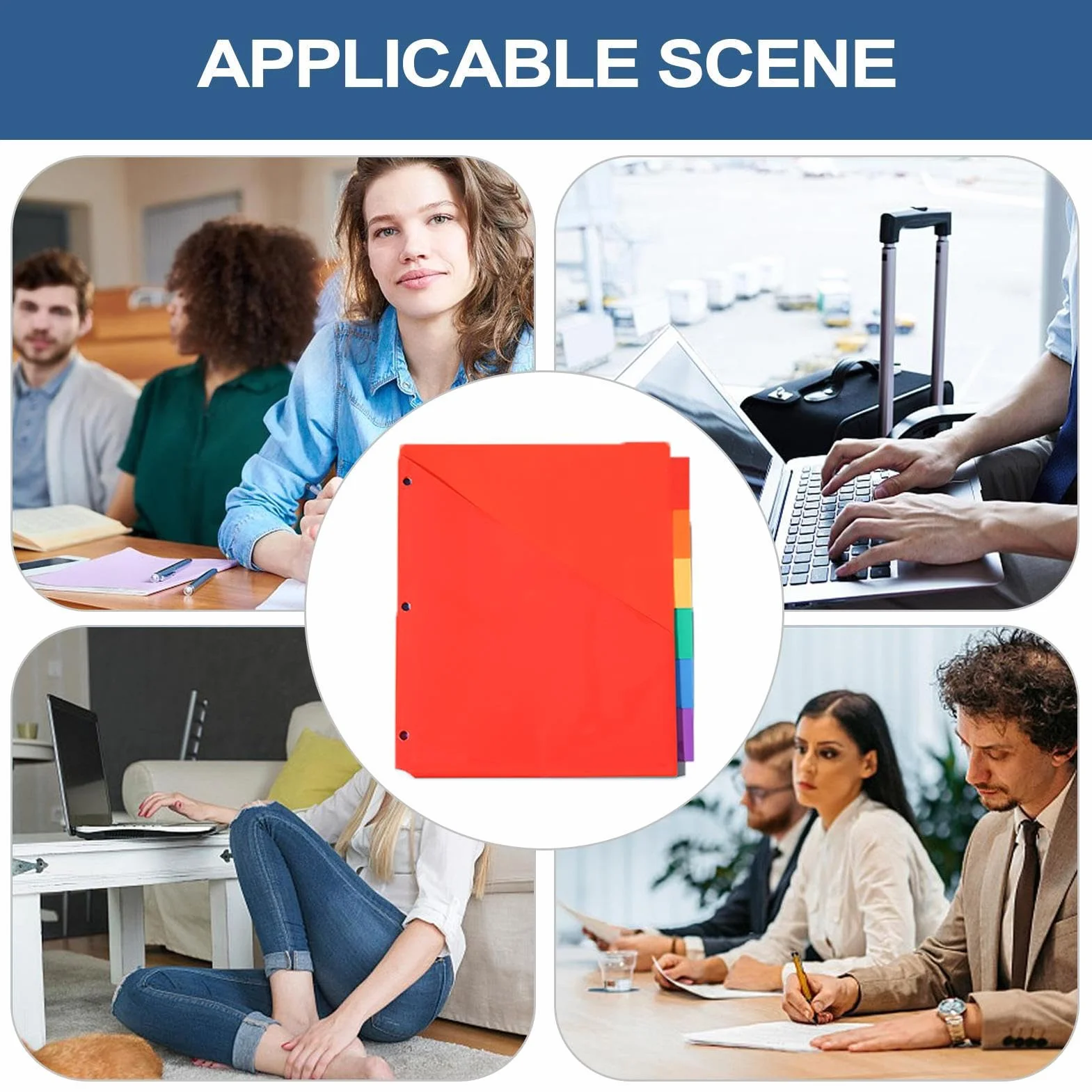 Kolorowe 3-pierścienia wkładki segregatora Rainbow Gruste Pockets Ring Notebook Organizacja