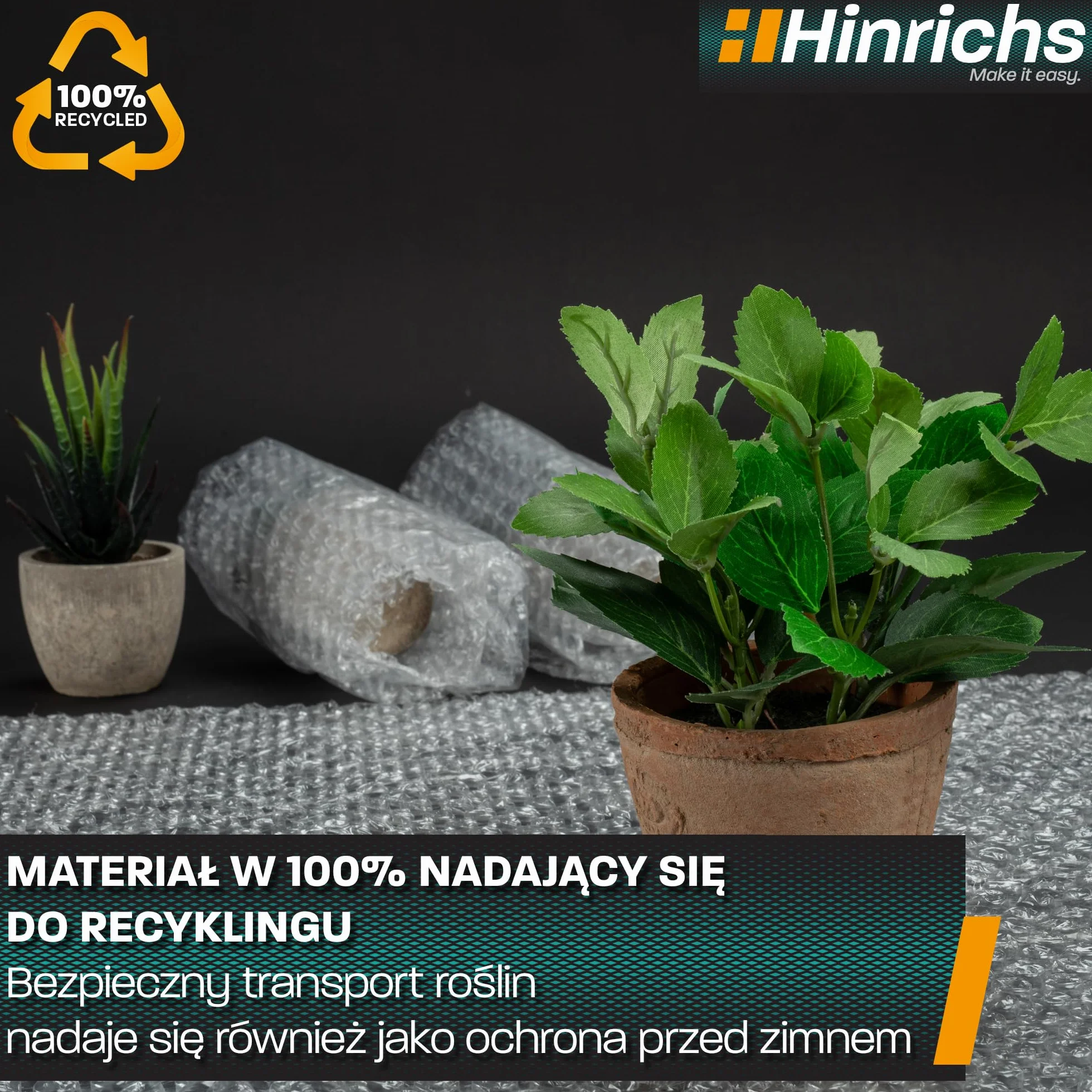 Hinrichs Folia Bąbelkowa w Rolce 10m x 40cm do Pakowania i Wysyłki