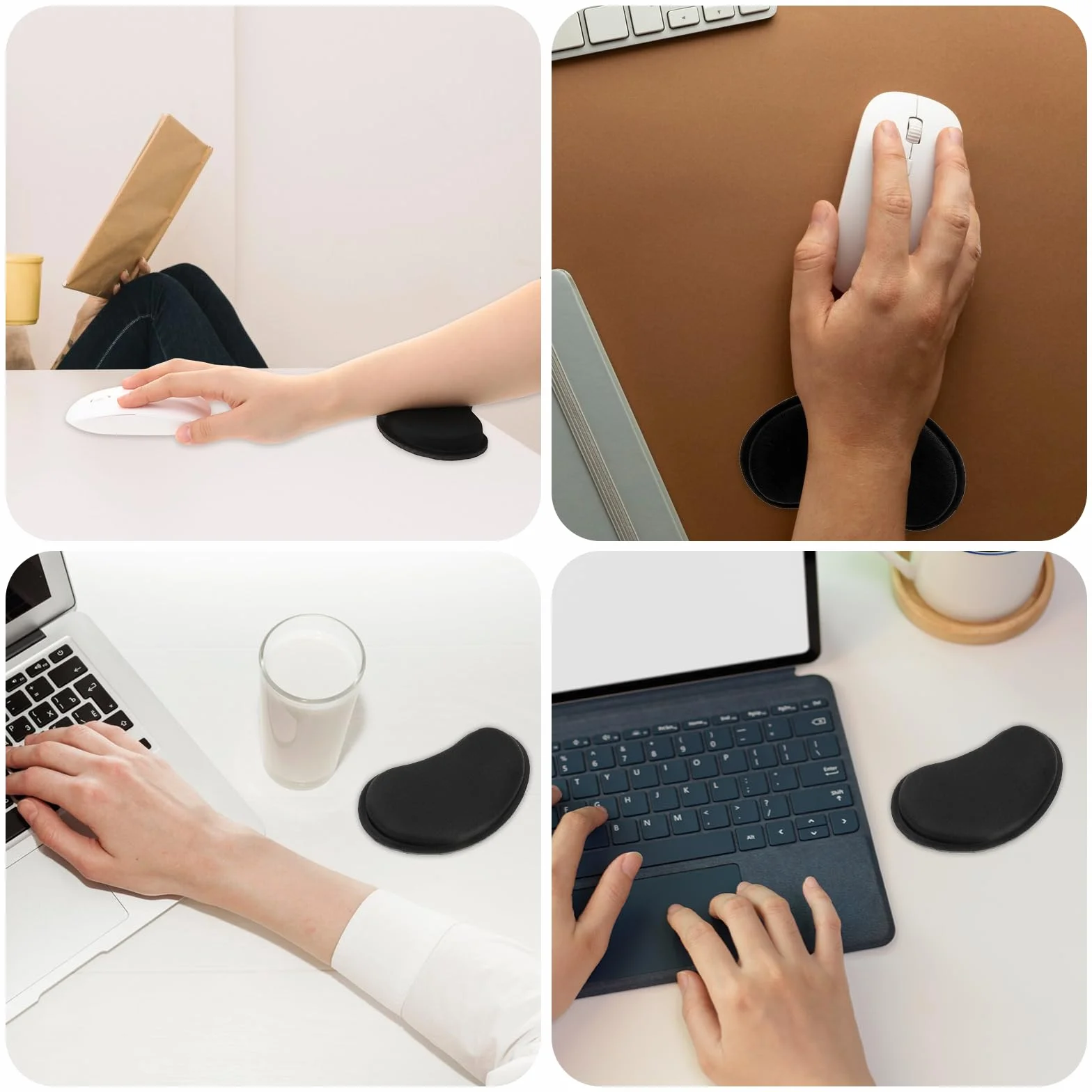 TIESOME Ergonomiczna podkładka pod nadgarstek z pianką memory, antypoślizgowa, 2 sztuki