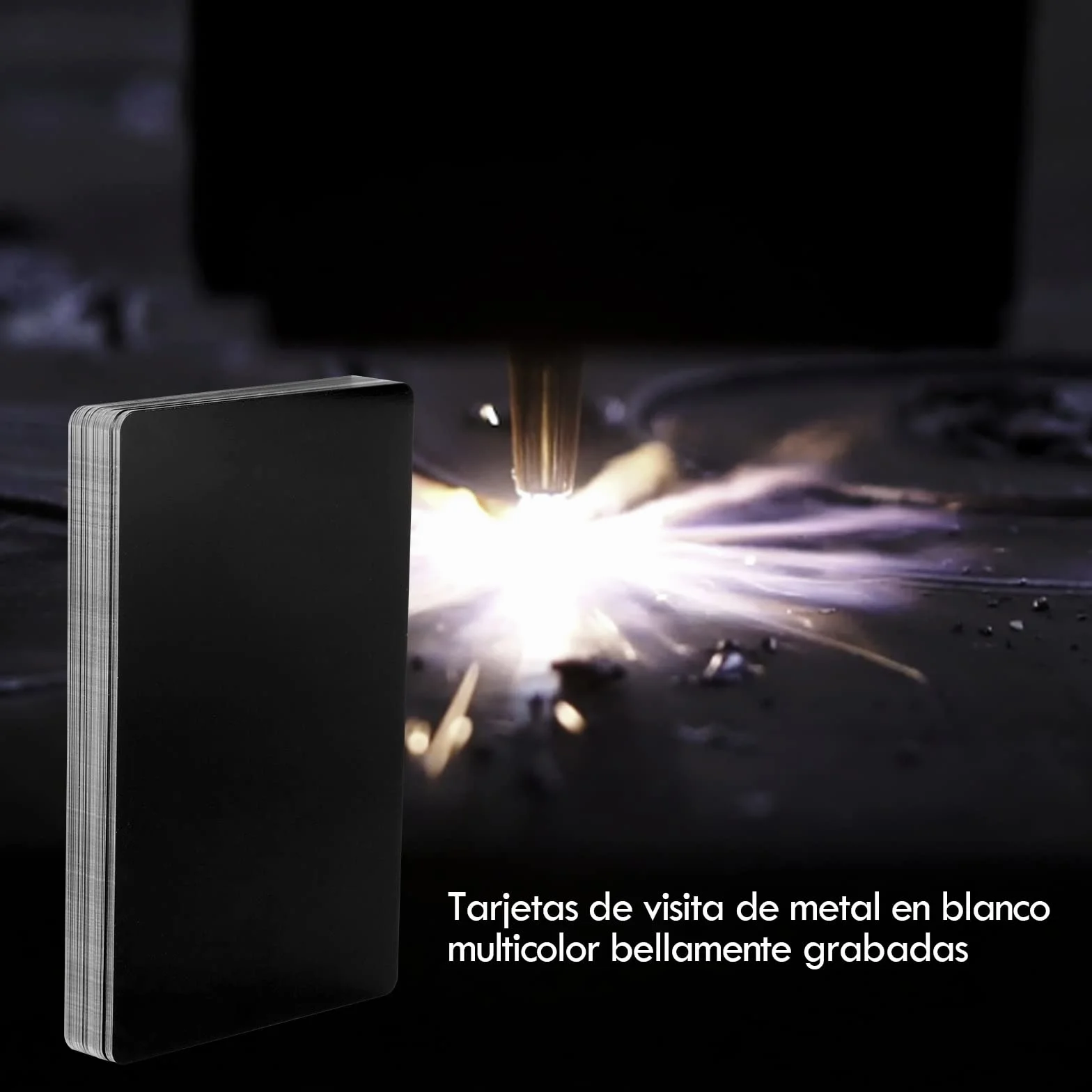 Wizytówki, 50 szt. wizytówek biznesowych, imponujące puste znaki laserowe, grawerowany metal, gładkie, do grawerowania laserowego, DIY, do samodzielnego wykonania, na prezent, 8,6 x 5,3 x 0 cm, czarne