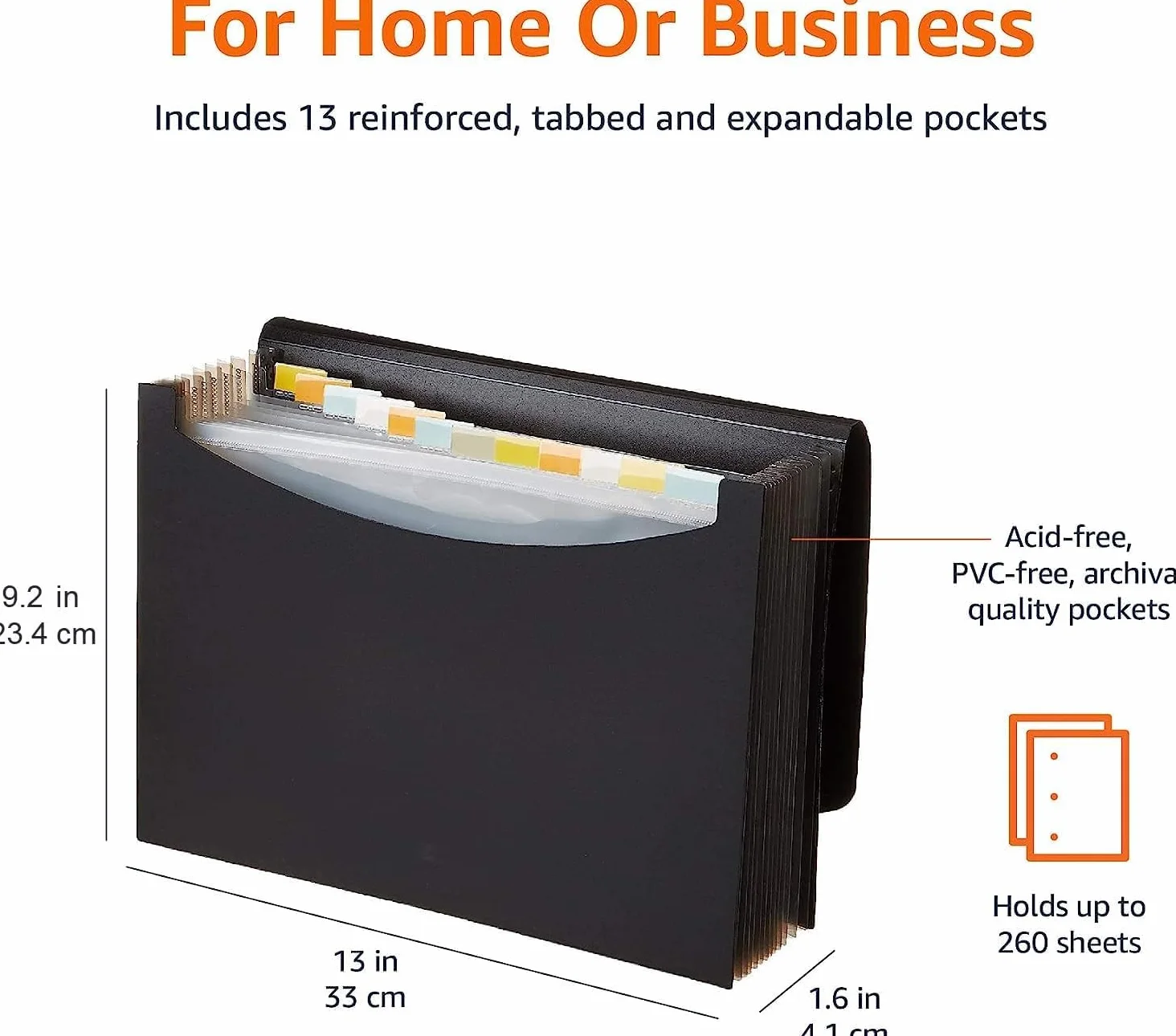 Amazon Basics Rozkładany organizer na dokumenty, wielkość listy, czarny, 1 sztuka