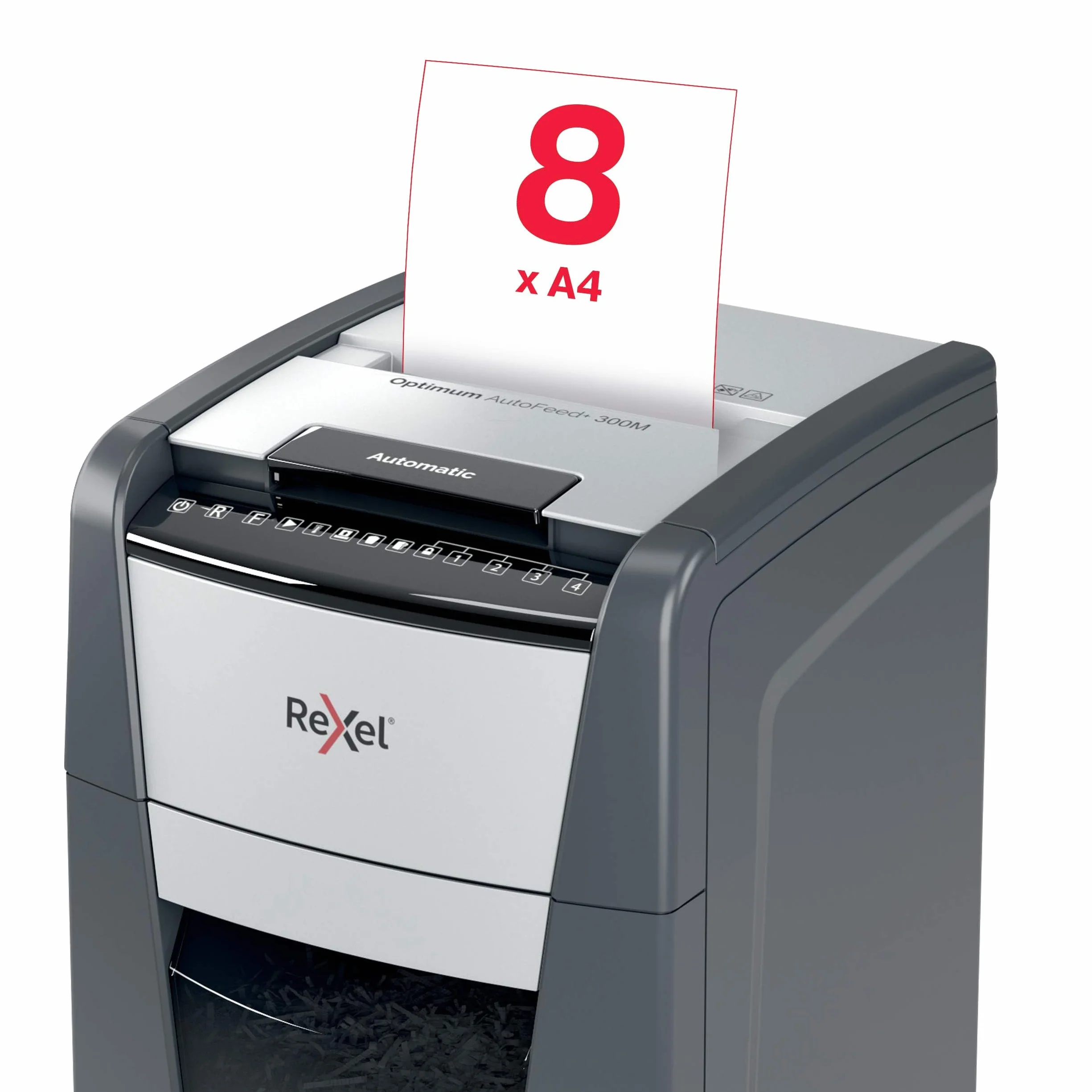Rexel Optimum Auto Feed+ Niszczarka do Papieru 300 Arkuszy P-5 Mikrościnki 60 L