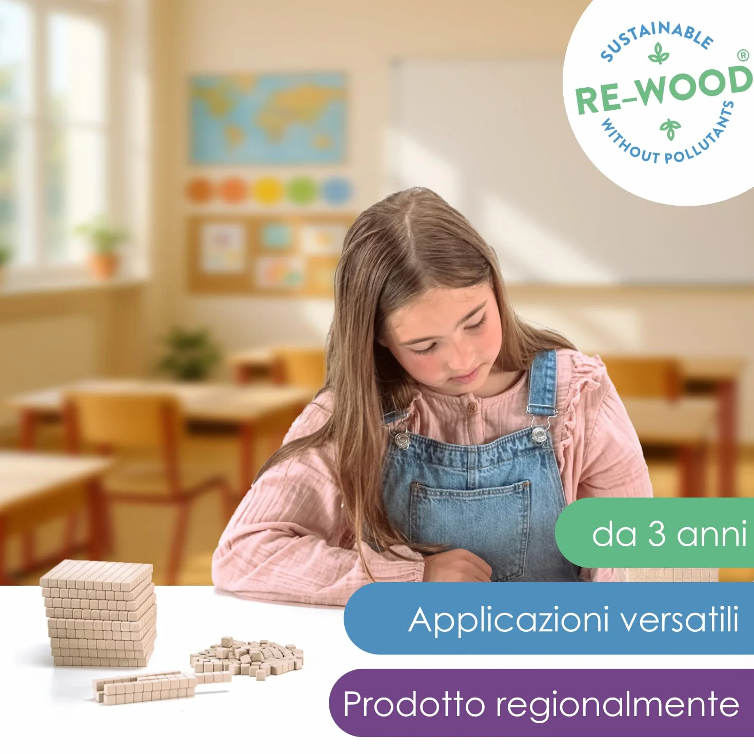 WISSNER Dienes Grundsortiment 121 elementów RE-Wood do liczenia dziesiętnego