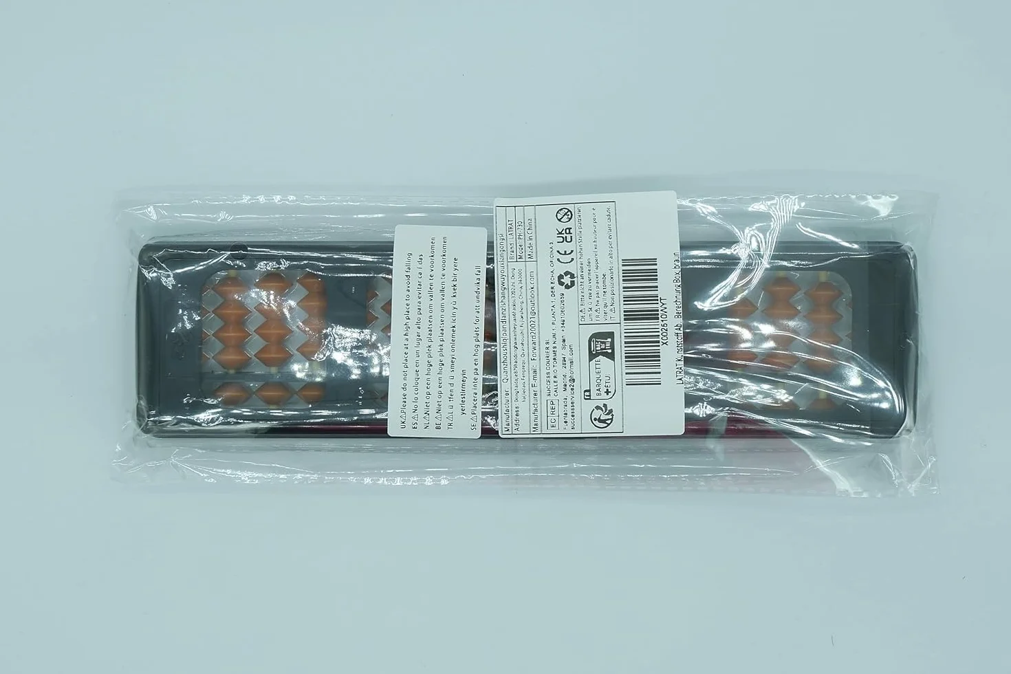 LATRAT Plastikowy Abacus Aritmetyczny Kalkulator dla Dzieci, 17-cyfrowy Retro Drewniany Kwadrat, Chiński Abak Obliczeniowy, brązowy