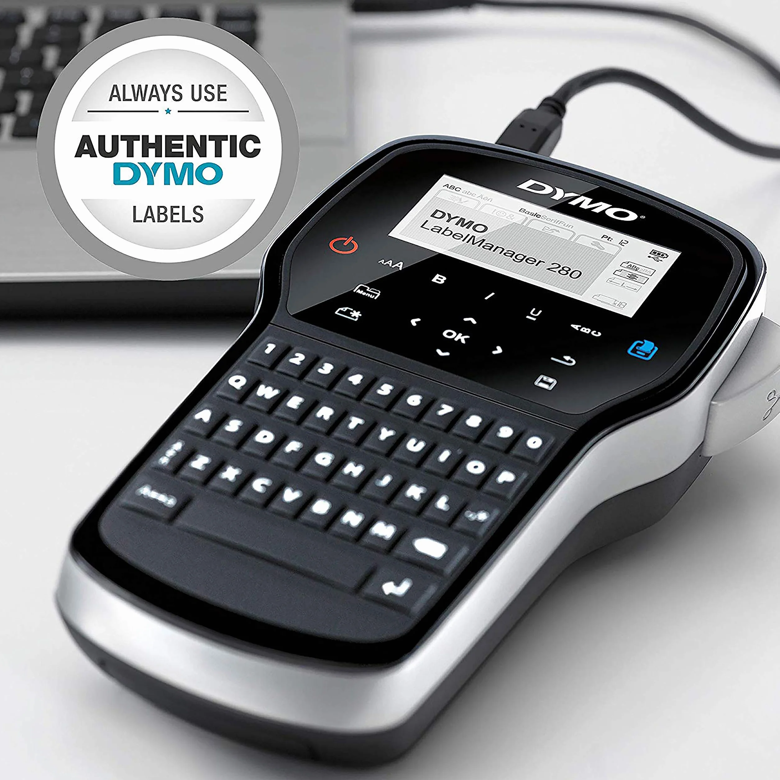DYMO LabelManager 280 Zestaw ręcznej drukarki etykiet QWERTY 2 rolki D1 walizka