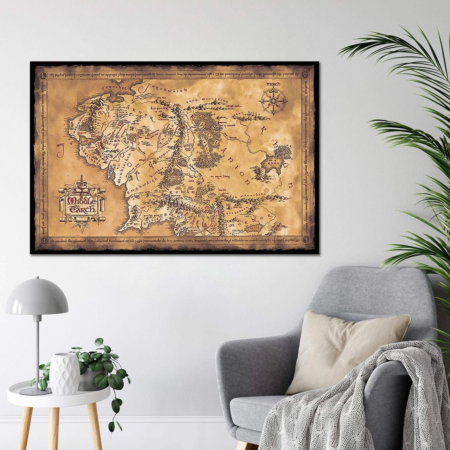 Close Up Władca Pierścieni plakat mapa Śródziemia (ciemny) (91,5 cm x 61 cm)