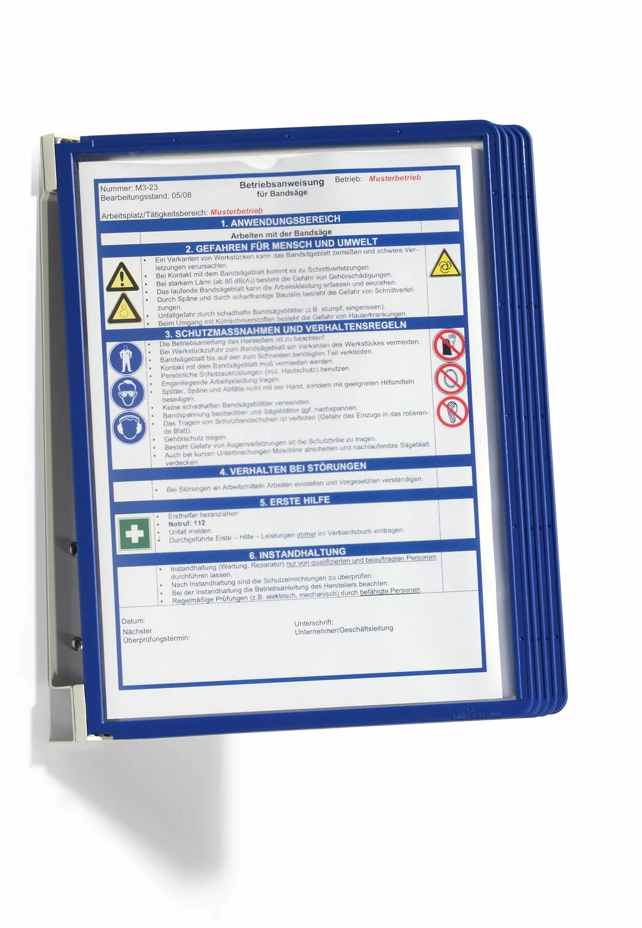 Durable 555107 Zestaw paneli informacyjnych Vario Wall 5 (A4, ścienny z 5 panelami w kolorze granatowym).