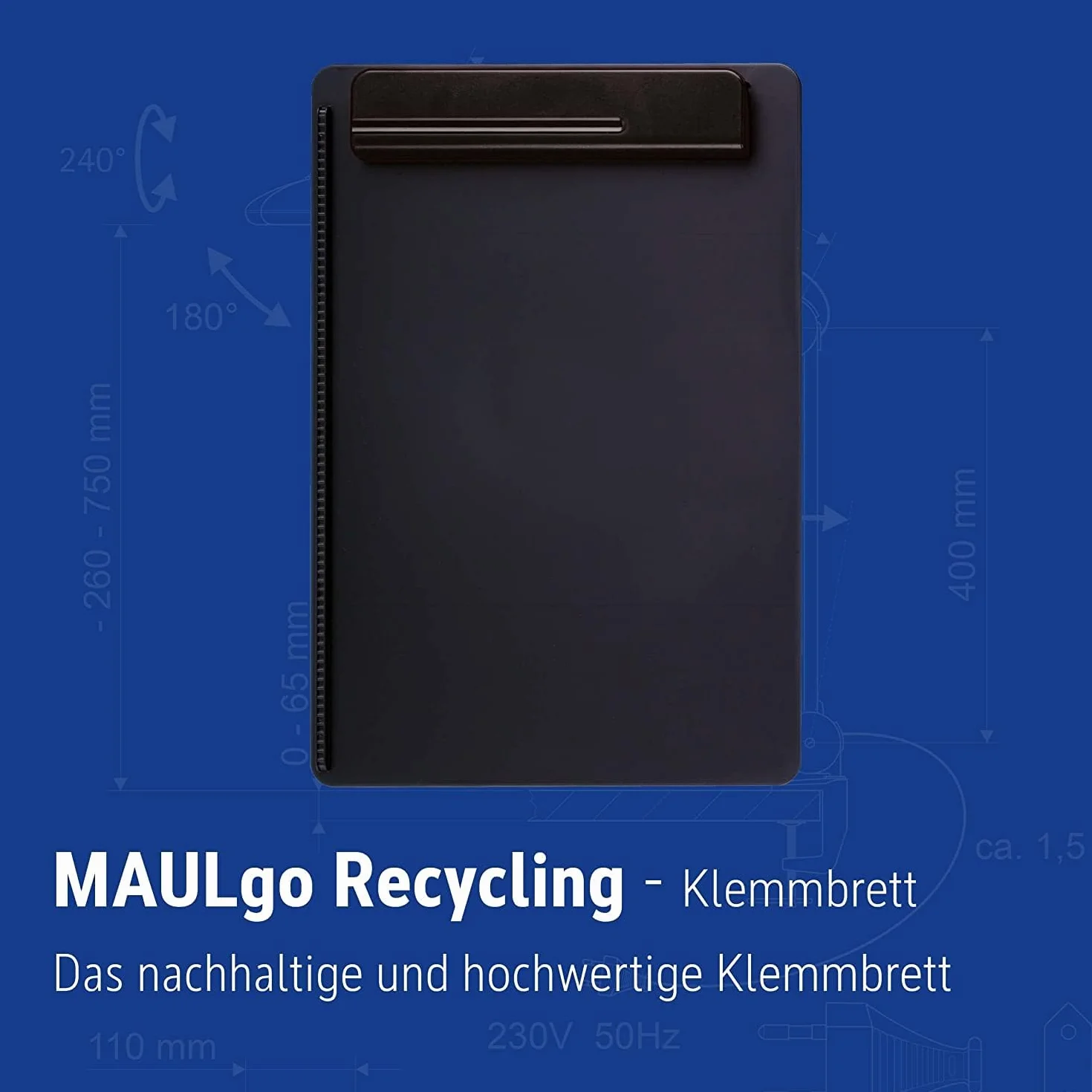 MAUL Podkładka z Klipsem A4 z Recyklingu, Ekologiczna Deska do Pisania A4, Teczka Konferencyjna 85% Tworzywa Sztucznego